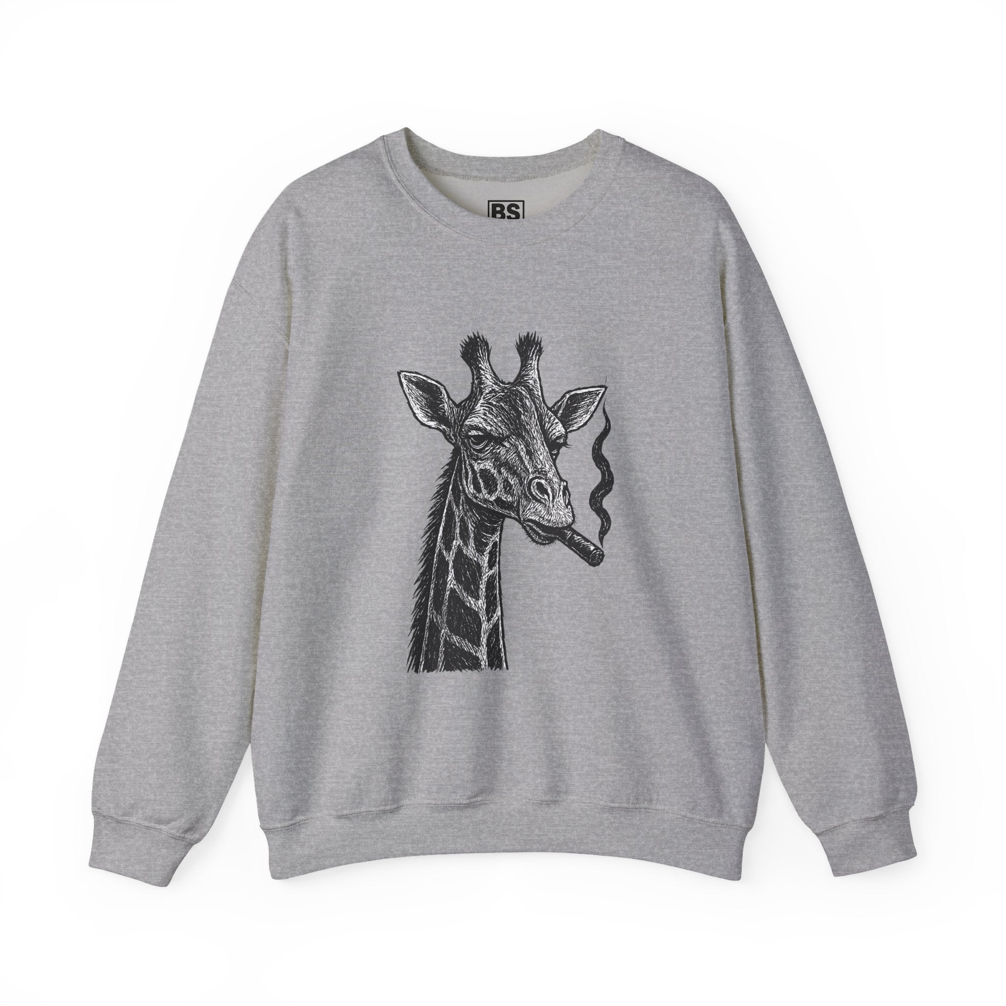 Cool Giraffe Smoking Sweatshirt, Trendy Animal Lover Gift, Unisex Crewneck, Chill Vibe, Casual Wear