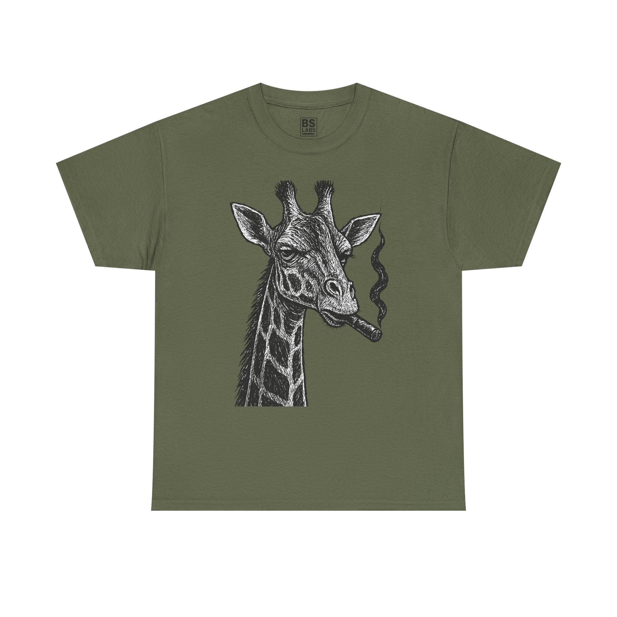 Giraffe Smoking Graphic Tee, Animal Lover Gift, Casual Cotton T-Shirt, Unique Graphic Shirt, Quirky Tee for Any Occasion, Fun Tee