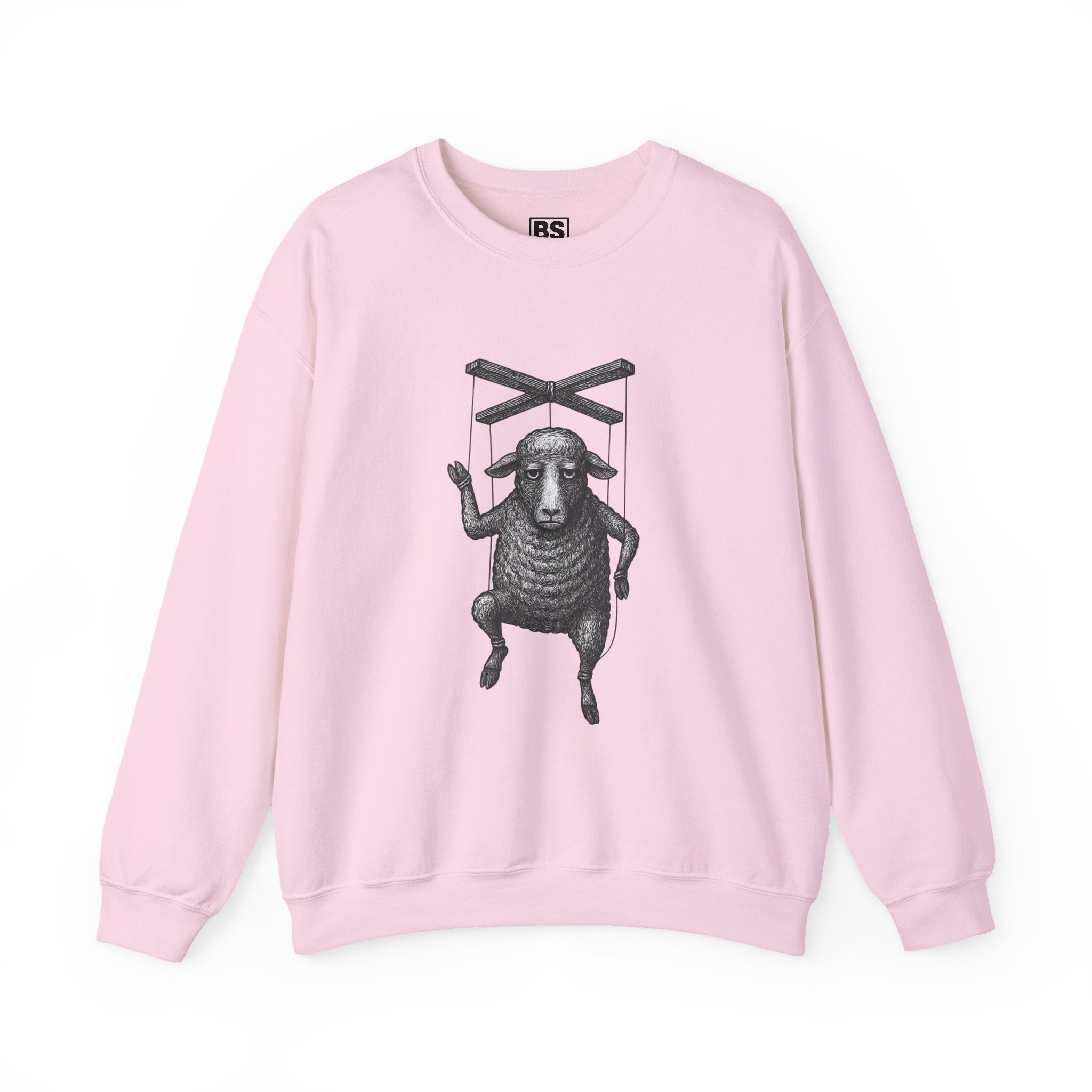 Defiant Sheep Linocut Crewneck Sweatshirt, Raw Handmade Design, Statement Pullover, Rebellion Jumper, Unisex Graphic Sweater, Protest Top