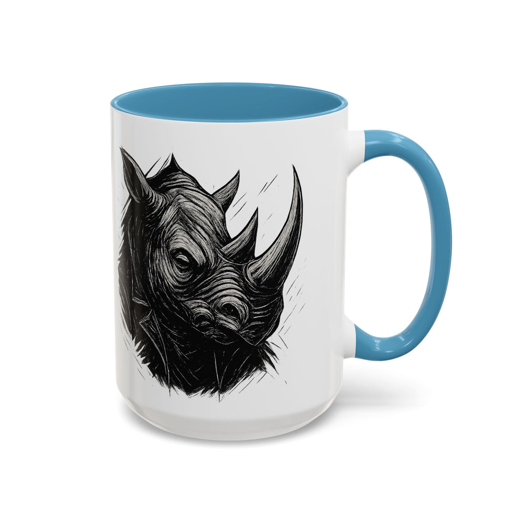 Grunge Punk Animal Mug | Giraffe & Rhino Linocut Art Coffee Cup, Edgy Black and White Illustration Gift