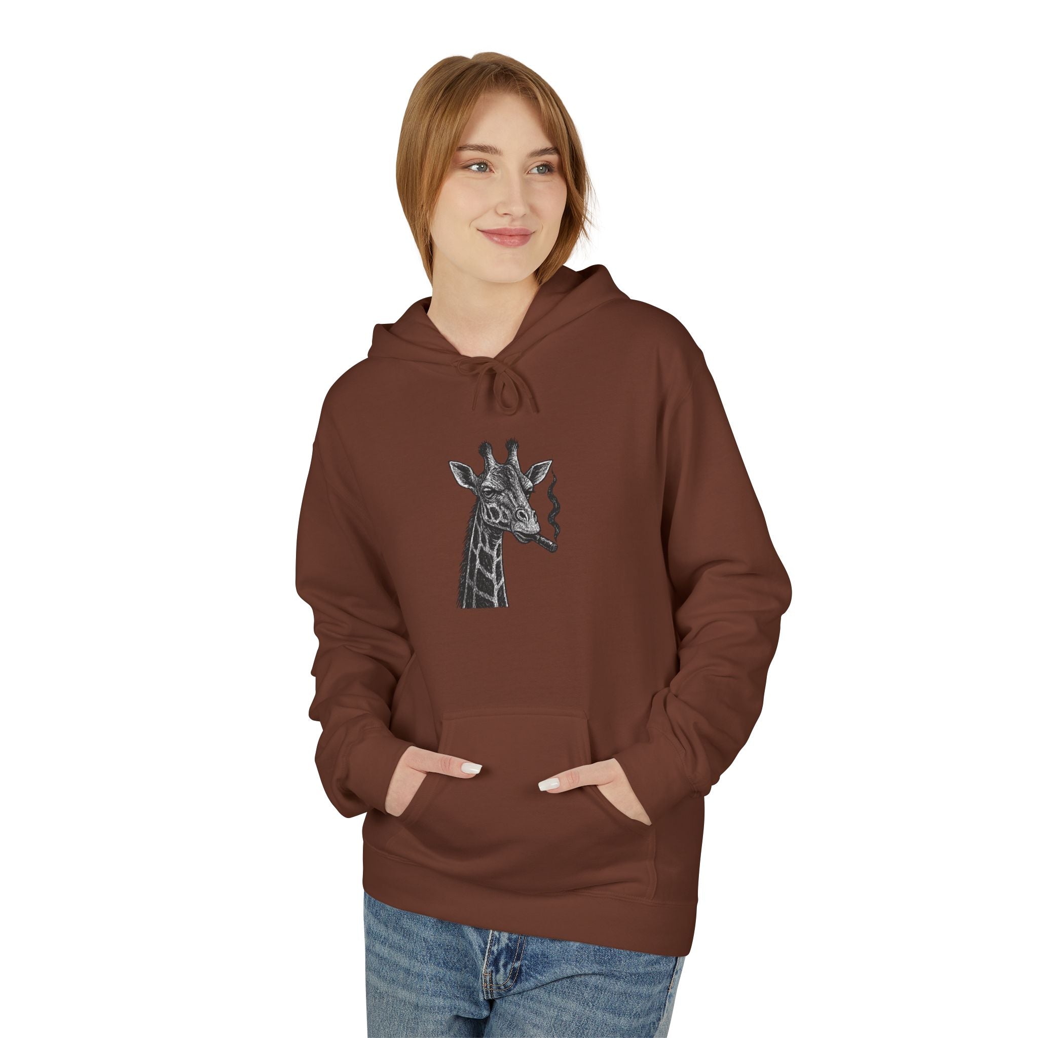 Giraffe Love Hoodie, Animal Enthusiasts Gift, Cozy Fleece Fall Fashion, Nature Lovers, Unique Grunge Style, Soft Sweatshirt,