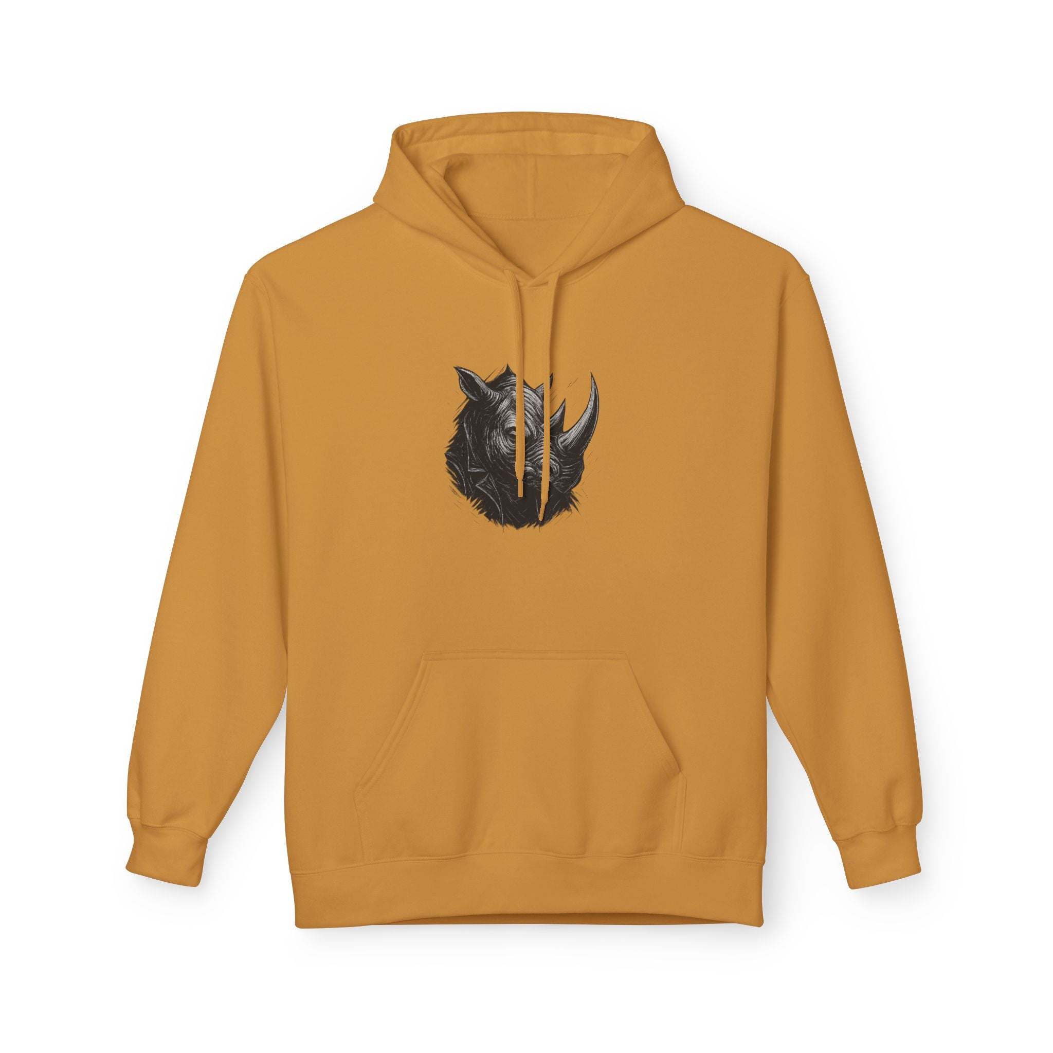 Grunge Rhino Hoodie, Punk Style Soft Fleece Sweatshirt, Animal Lover Gift, Black and White Graphic, Rebel Rhino Sweatshirt, Distressed Rhino