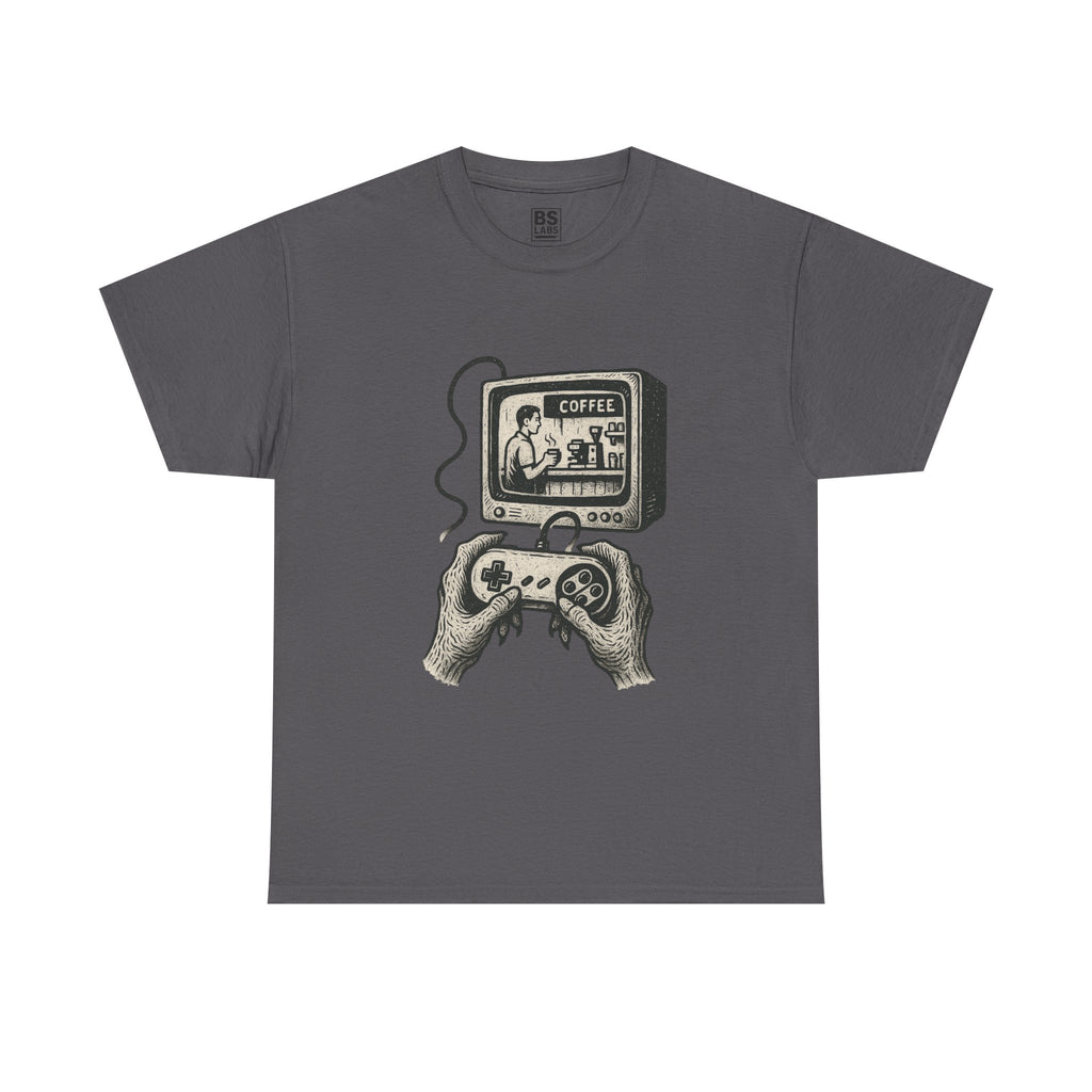 Grunge Alien Tee, Retro Video Game Controller Shirt, Indie Punk Coffee T-Shirt, Vintage CRT Television Top, Unisex Graphic Tee, Hipster Tee
