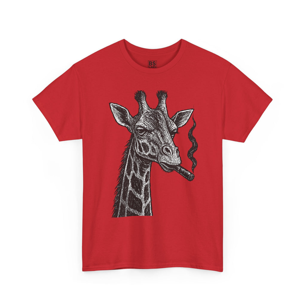 Giraffe Smoking Graphic Tee, Animal Lover Gift, Casual Cotton T-Shirt, Unique Graphic Shirt, Quirky Tee for Any Occasion, Fun Tee