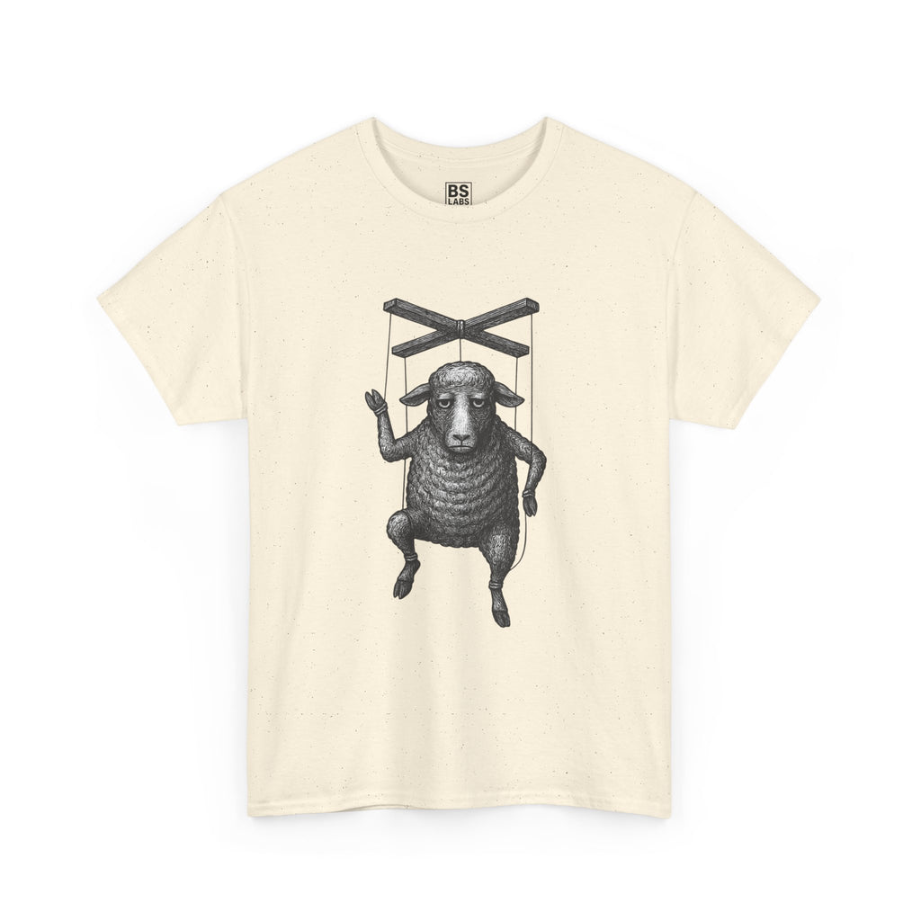 Slumped Sheep Unisex Tee, Quiet Defiance Graphic T-Shirt, Heavy Cotton Shirt for Rebels, Linocut Print Tee, Raw Ink Texture Shirt,