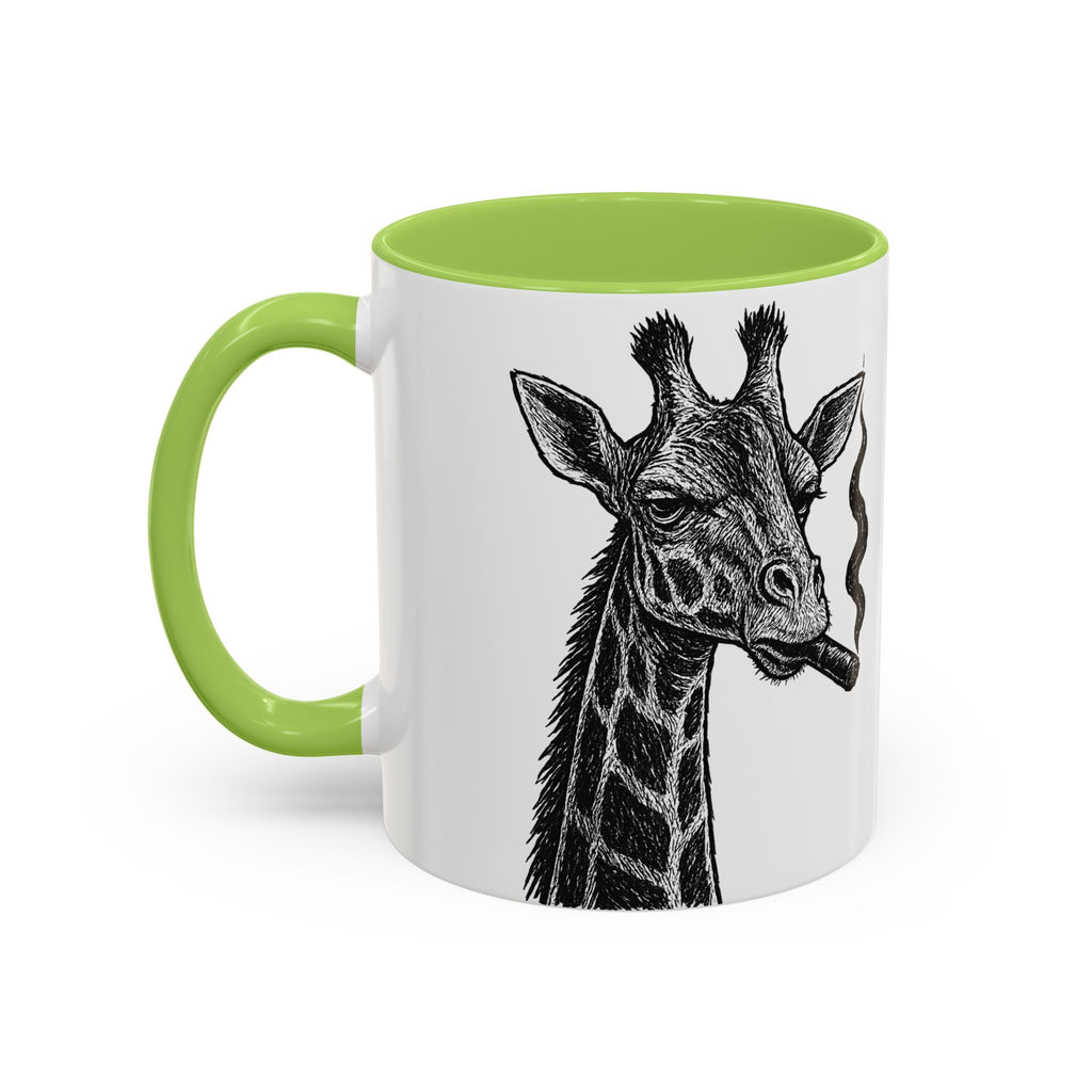 Grunge Punk Animal Mug | Giraffe & Rhino Linocut Art Coffee Cup, Edgy Black and White Illustration Gift