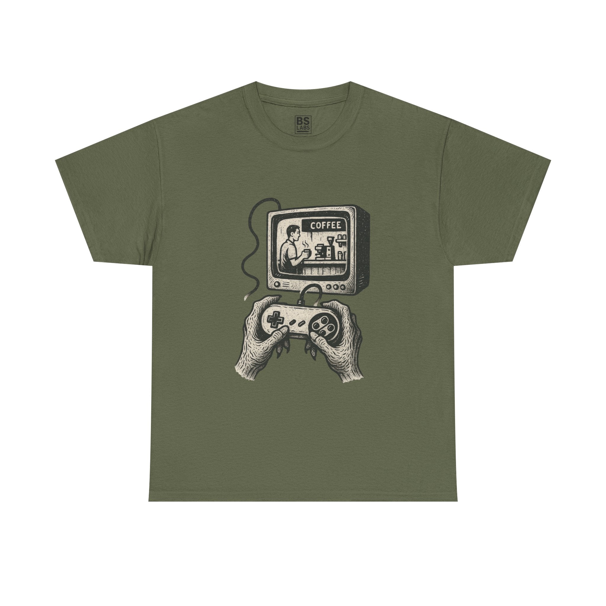 Grunge Alien Tee, Retro Video Game Controller Shirt, Indie Punk Coffee T-Shirt, Vintage CRT Television Top, Unisex Graphic Tee, Hipster Tee