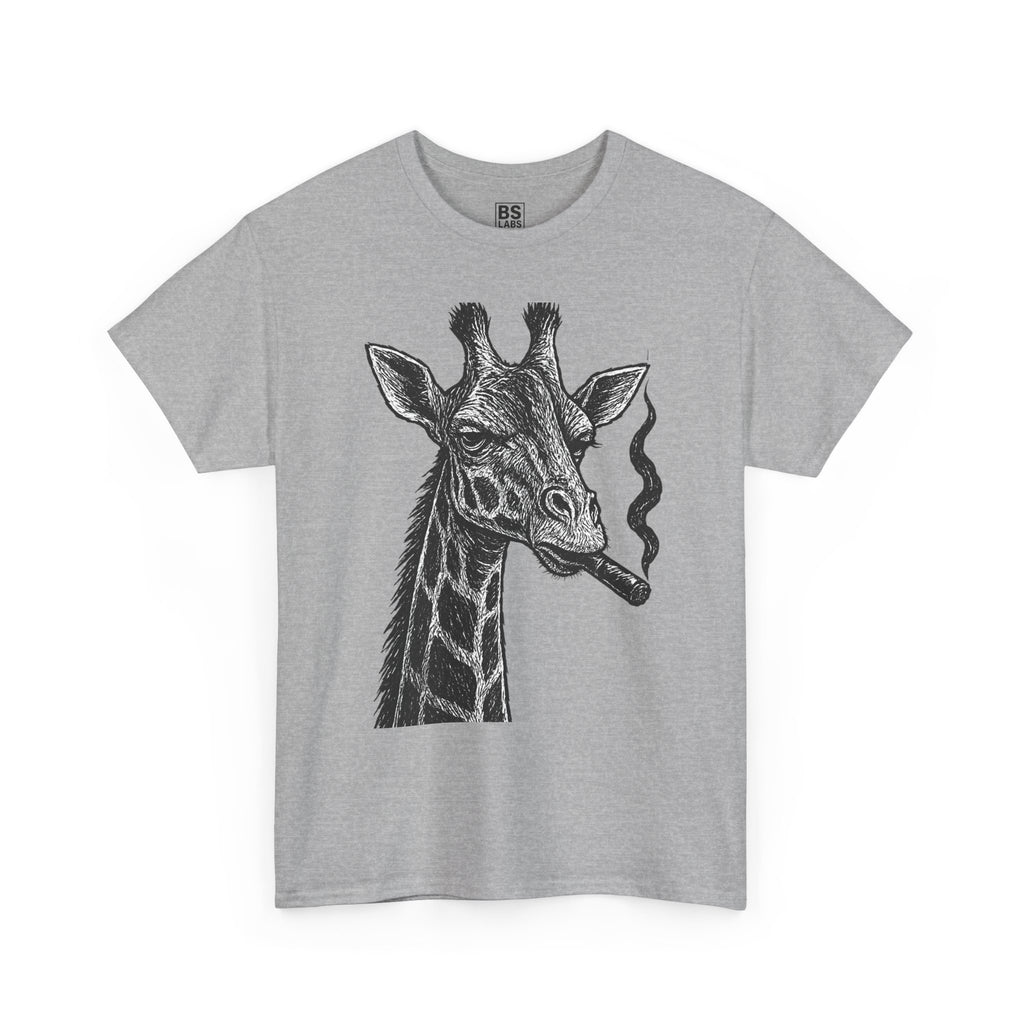 Giraffe Smoking Graphic Tee, Animal Lover Gift, Casual Cotton T-Shirt, Unique Graphic Shirt, Quirky Tee for Any Occasion, Fun Tee