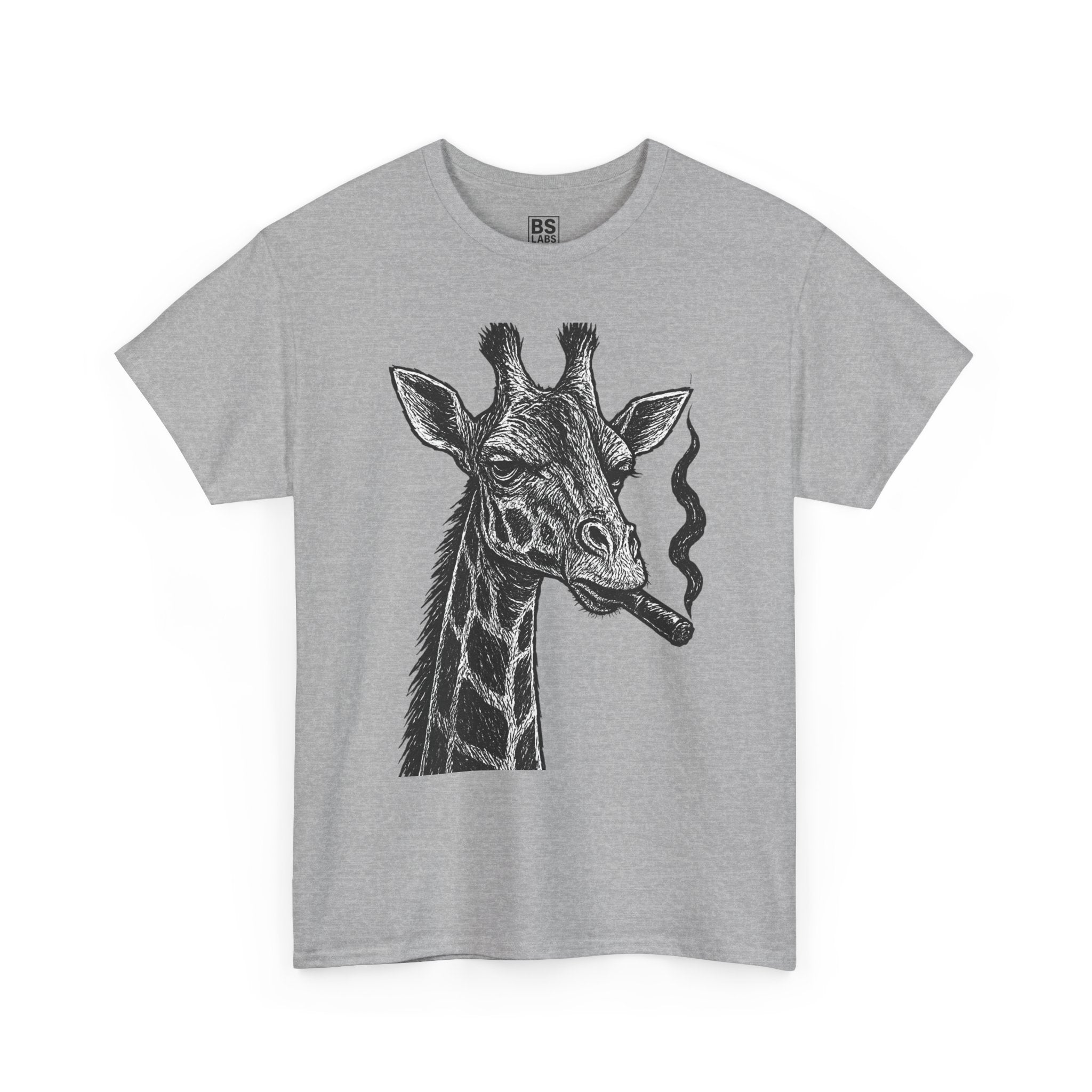 Giraffe Smoking Graphic Tee, Animal Lover Gift, Casual Cotton T-Shirt, Unique Graphic Shirt, Quirky Tee for Any Occasion, Fun Tee