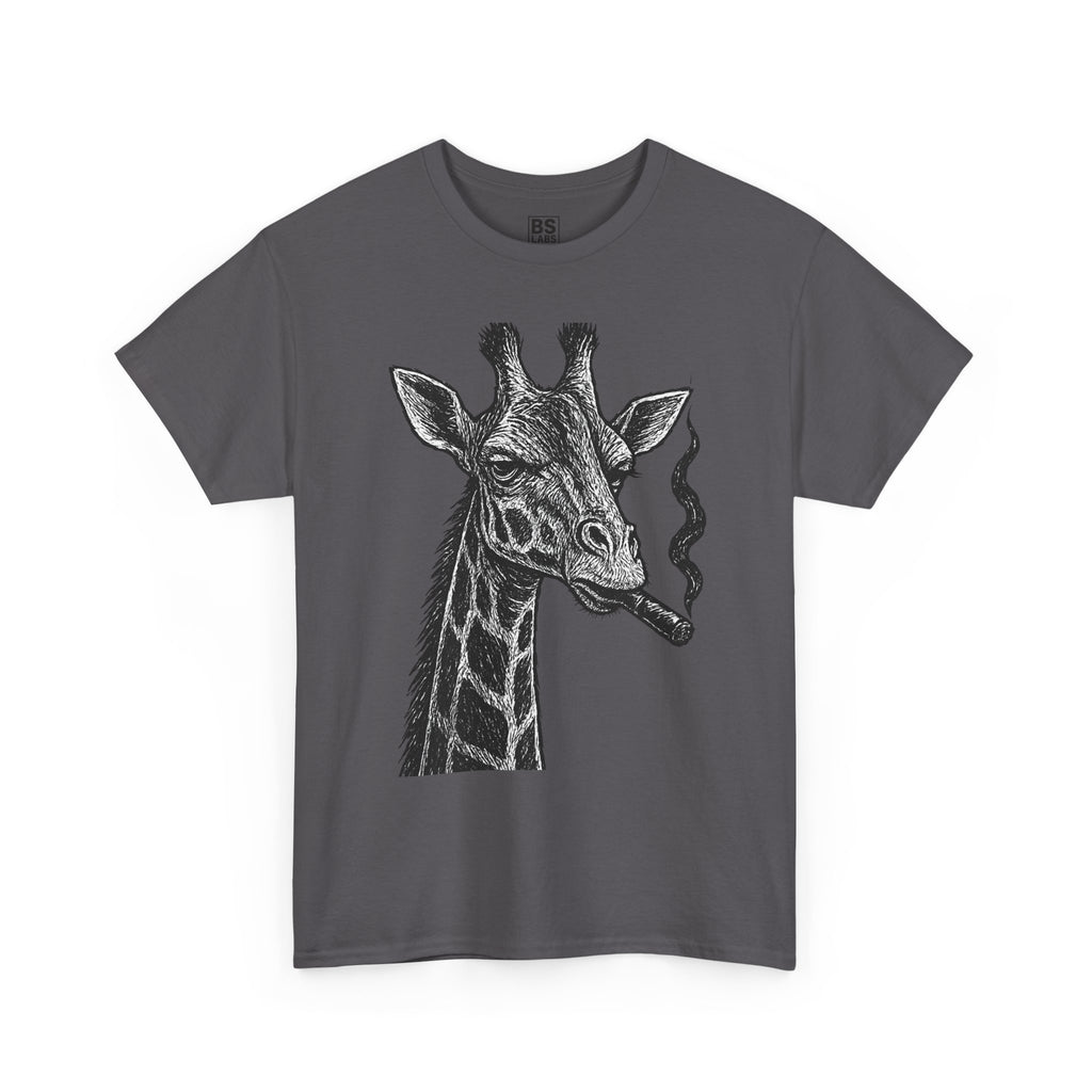 Giraffe Smoking Graphic Tee, Animal Lover Gift, Casual Cotton T-Shirt, Unique Graphic Shirt, Quirky Tee for Any Occasion, Fun Tee