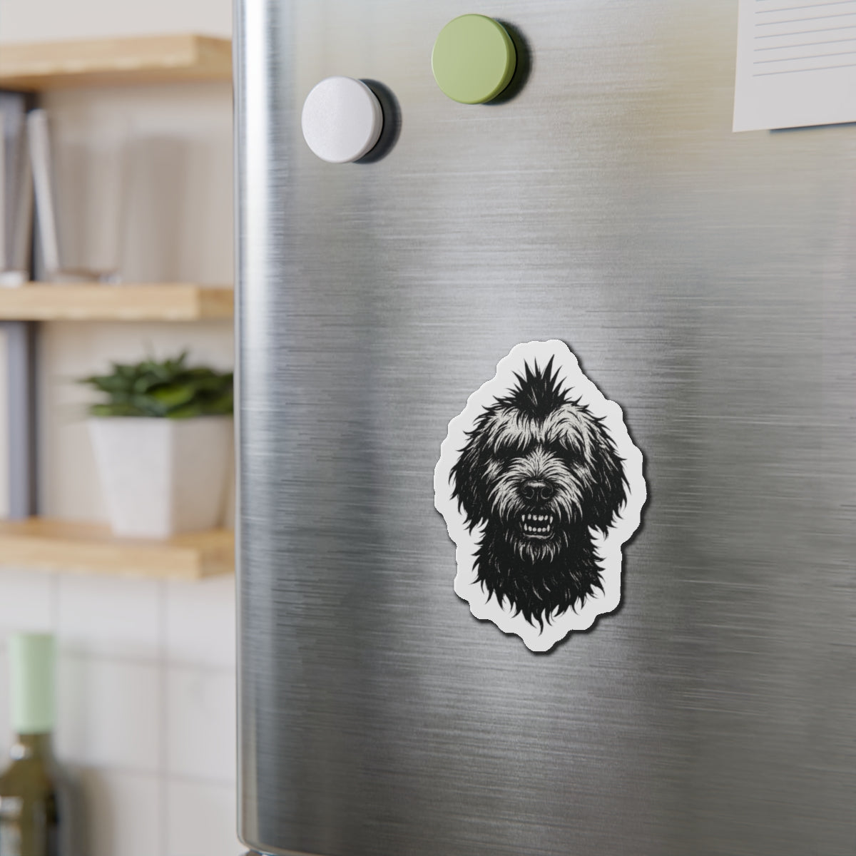 Punk Rock Goldendoodle Die-Cut Magnets, Refrigerator Decor, Fridge Magnets, Cute Dog Gift, Magnet Set