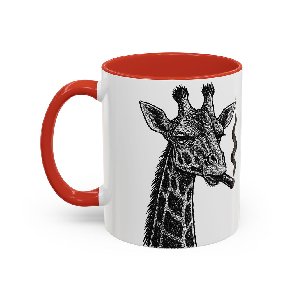 Grunge Punk Animal Mug | Giraffe & Rhino Linocut Art Coffee Cup, Edgy Black and White Illustration Gift