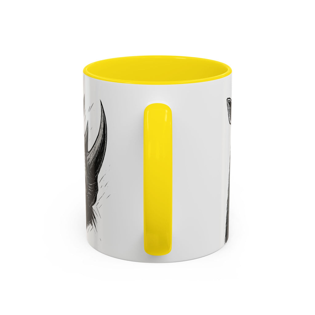 Grunge Punk Animal Mug | Giraffe & Rhino Linocut Art Coffee Cup, Edgy Black and White Illustration Gift