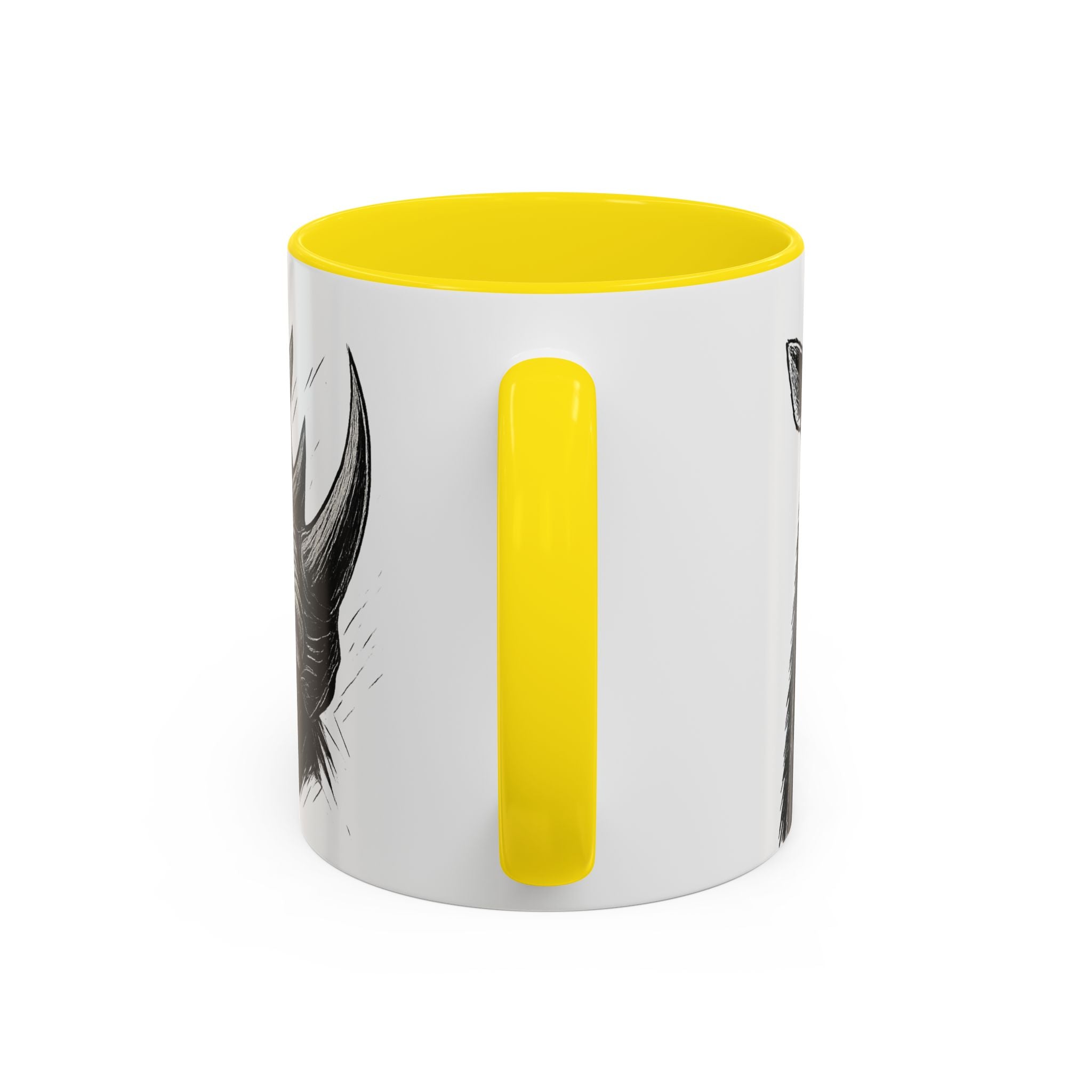 Grunge Punk Animal Mug | Giraffe & Rhino Linocut Art Coffee Cup, Edgy Black and White Illustration Gift