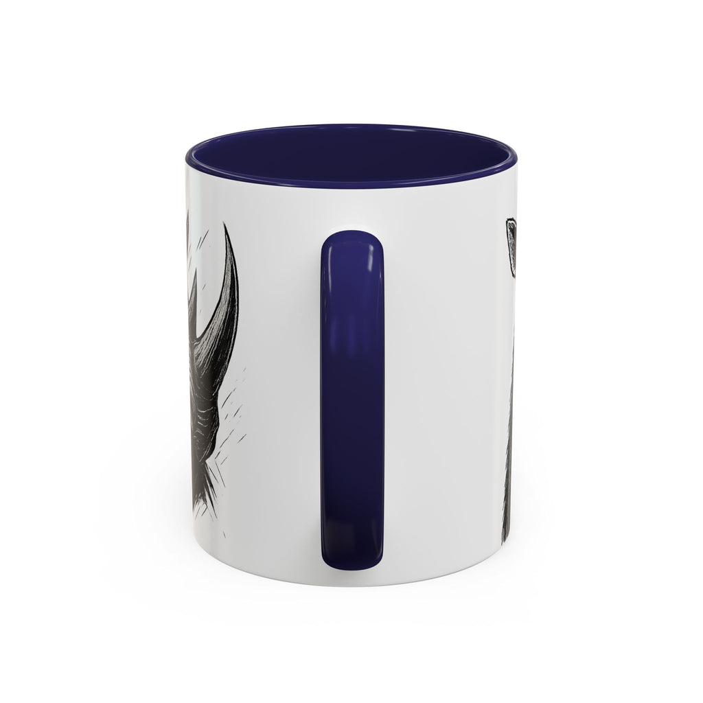 Grunge Punk Animal Mug | Giraffe & Rhino Linocut Art Coffee Cup, Edgy Black and White Illustration Gift