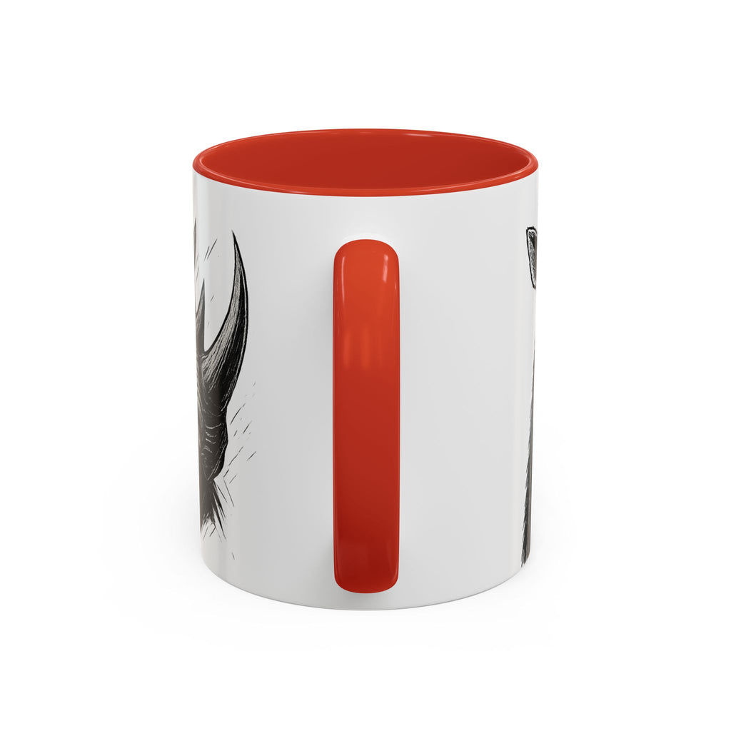 Grunge Punk Animal Mug | Giraffe & Rhino Linocut Art Coffee Cup, Edgy Black and White Illustration Gift