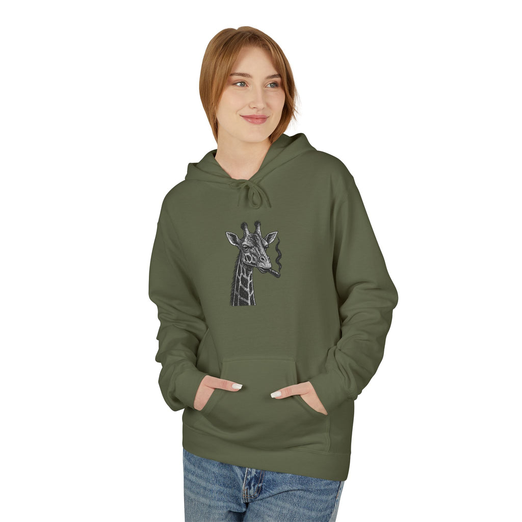 Giraffe Love Hoodie, Animal Enthusiasts Gift, Cozy Fleece Fall Fashion, Nature Lovers, Unique Grunge Style, Soft Sweatshirt,