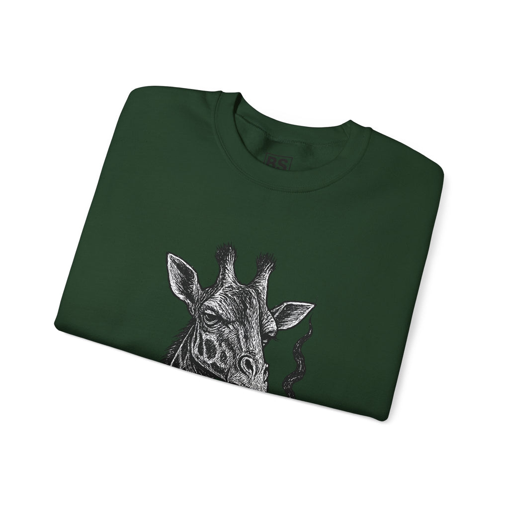 Cool Giraffe Smoking Sweatshirt, Trendy Animal Lover Gift, Unisex Crewneck, Chill Vibe, Casual Wear