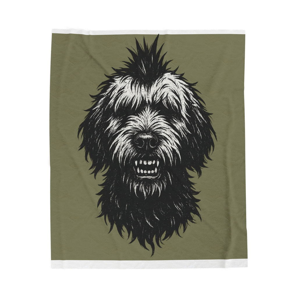 Velveteen Plush Blanket, Punk Rock Goldendoodle Blanket, Cozy Throw, Dog Lover Gift, Bedding Decor, Soft Fleece Coverlet