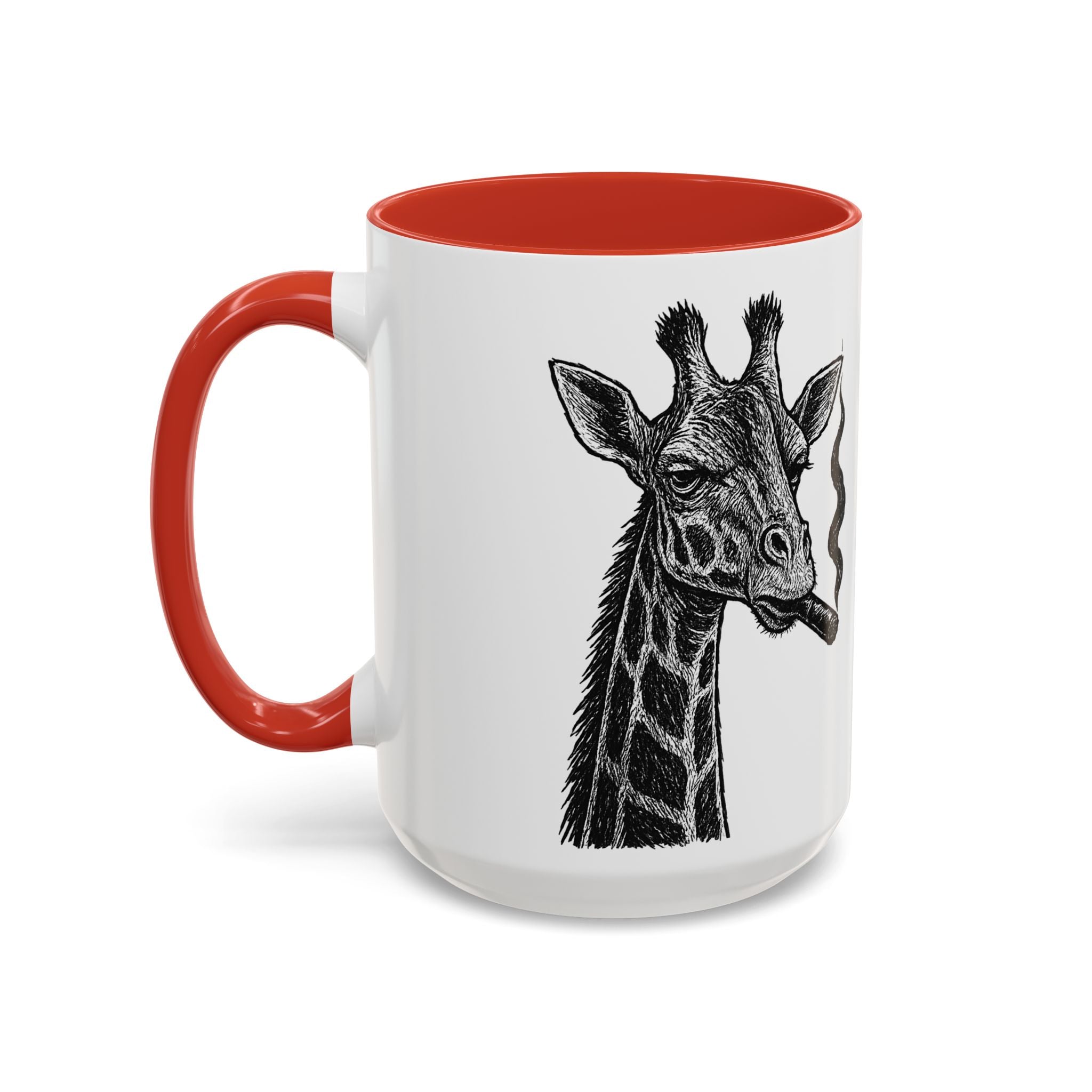 Grunge Punk Animal Mug | Giraffe & Rhino Linocut Art Coffee Cup, Edgy Black and White Illustration Gift