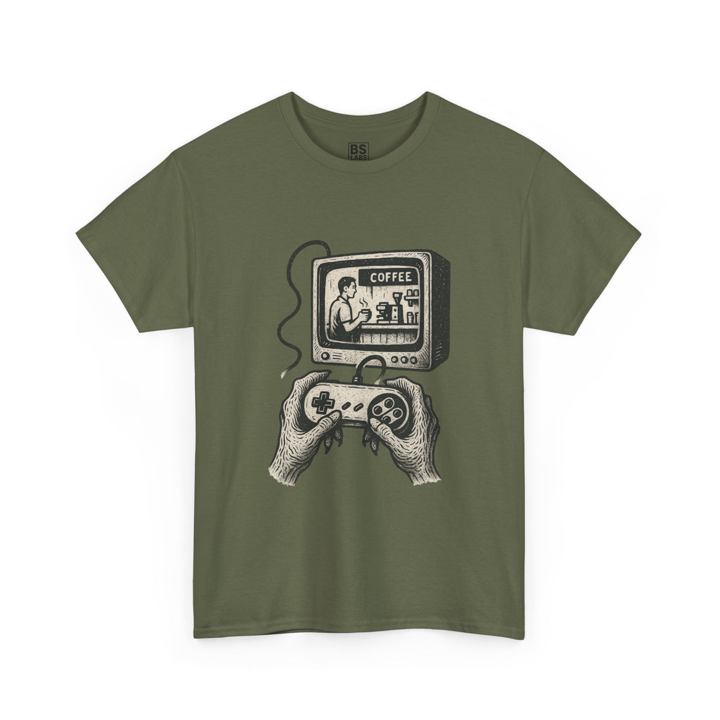 Grunge Alien Tee, Retro Video Game Controller Shirt, Indie Punk Coffee T-Shirt, Vintage CRT Television Top, Unisex Graphic Tee, Hipster Tee
