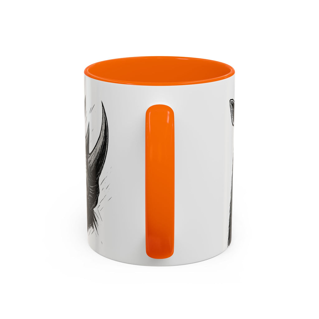 Grunge Punk Animal Mug | Giraffe & Rhino Linocut Art Coffee Cup, Edgy Black and White Illustration Gift