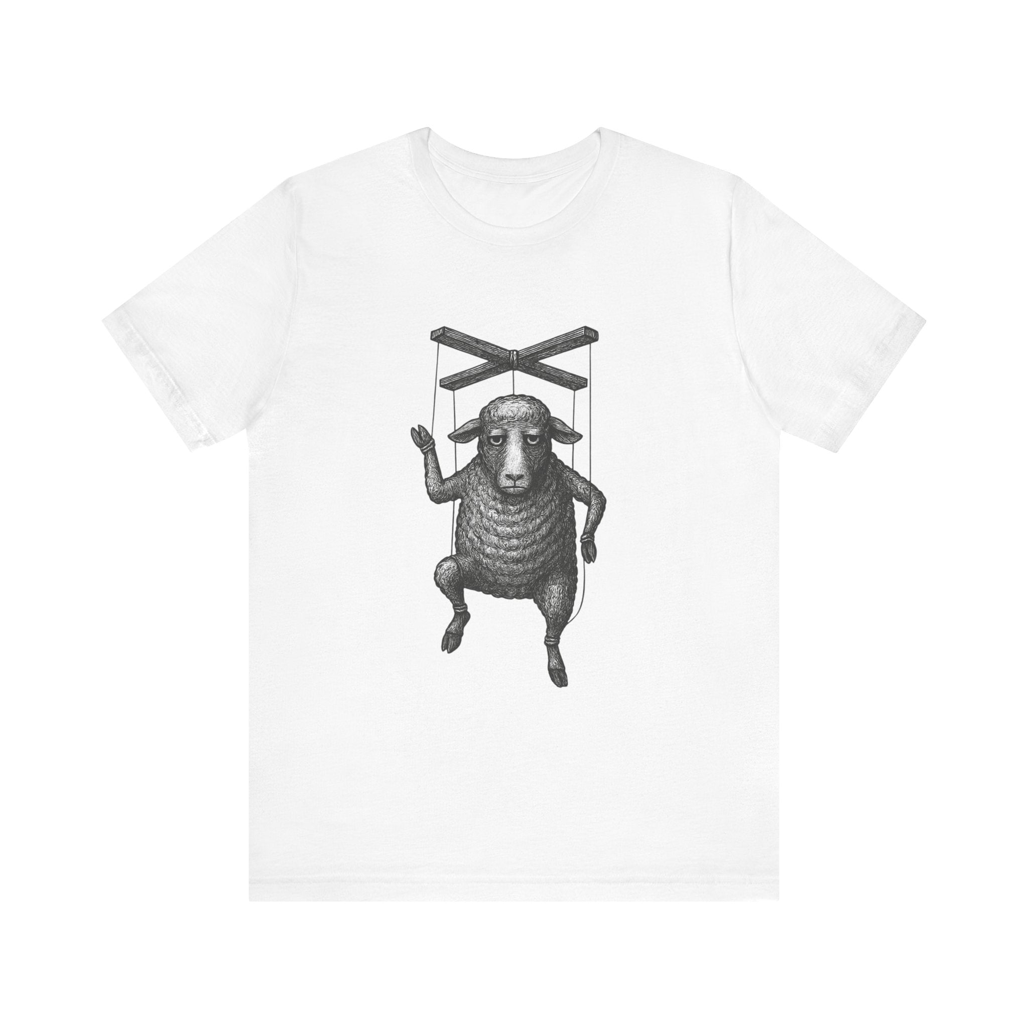 Linen Puppet Unisex Jersey Tee, Wearable Art Shirt, Handmade Symbol T-shirt, Unique Tee Gift, Hipster Top, Artistic Graphic Tee, Linocut