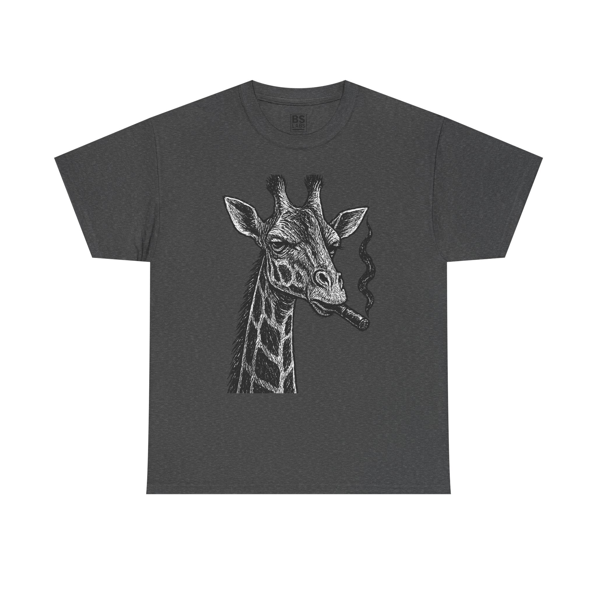 Giraffe Smoking Graphic Tee, Animal Lover Gift, Casual Cotton T-Shirt, Unique Graphic Shirt, Quirky Tee for Any Occasion, Fun Tee