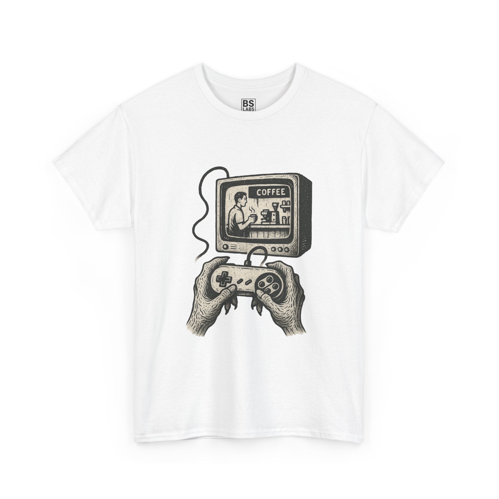 Grunge Alien Tee, Retro Video Game Controller Shirt, Indie Punk Coffee T-Shirt, Vintage CRT Television Top, Unisex Graphic Tee, Hipster Tee