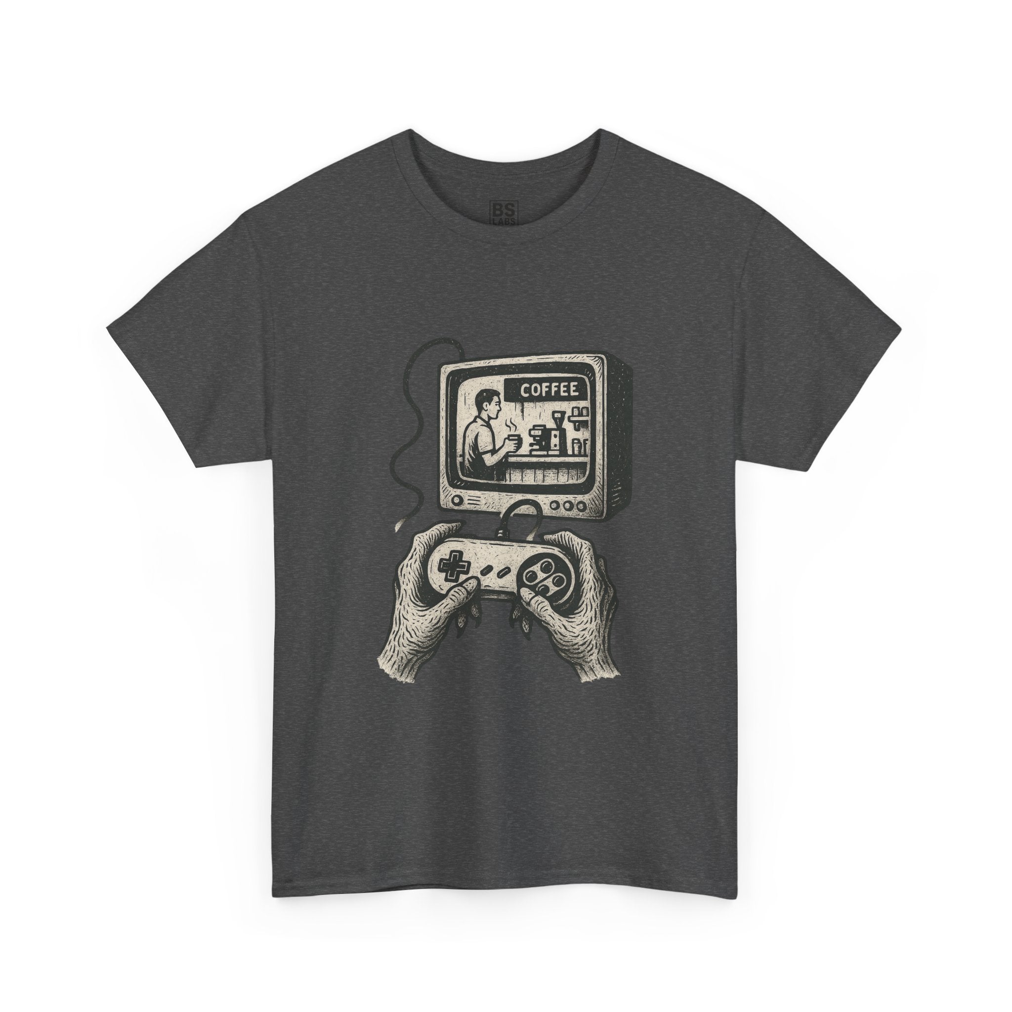 Grunge Alien Tee, Retro Video Game Controller Shirt, Indie Punk Coffee T-Shirt, Vintage CRT Television Top, Unisex Graphic Tee, Hipster Tee