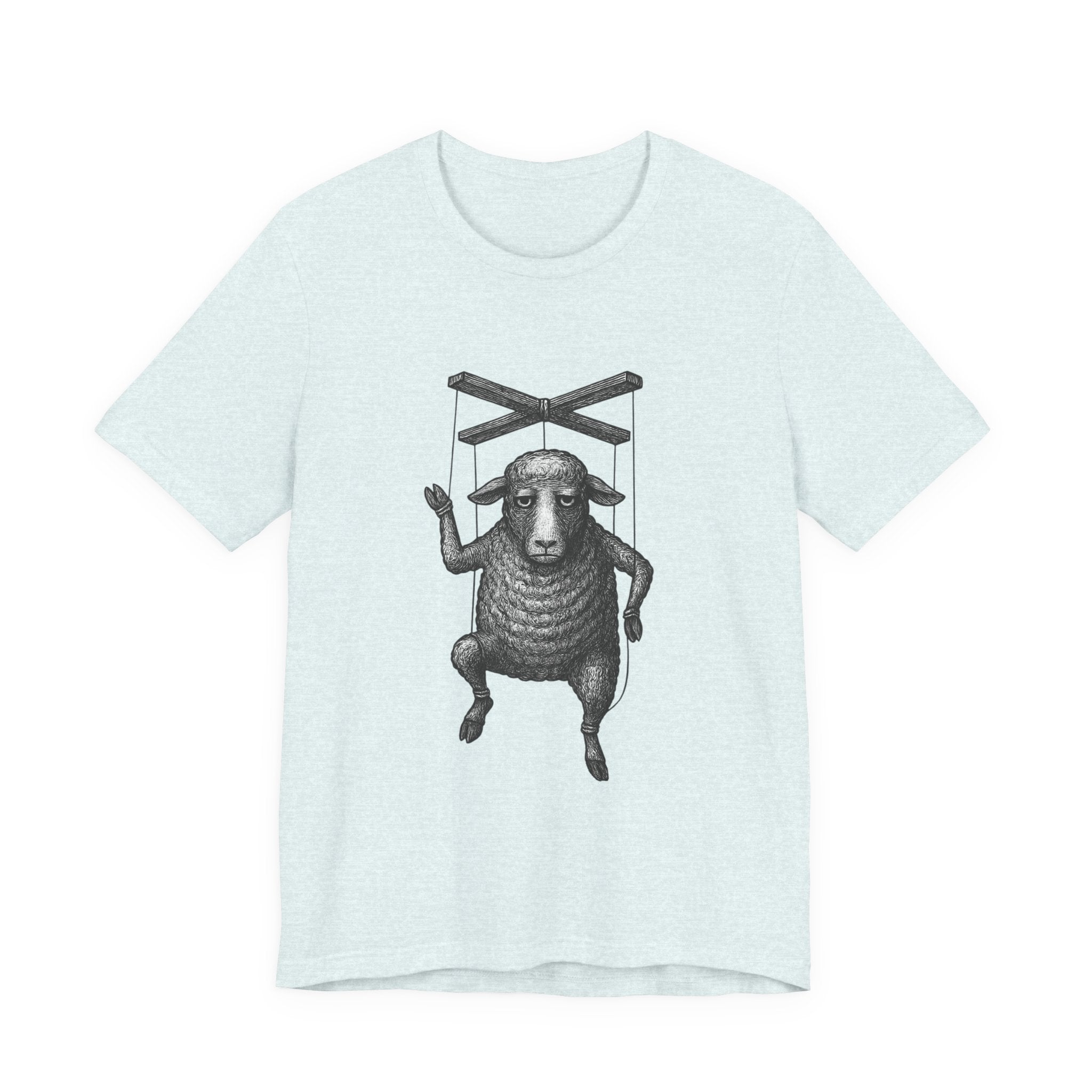 Linen Puppet Unisex Jersey Tee, Wearable Art Shirt, Handmade Symbol T-shirt, Unique Tee Gift, Hipster Top, Artistic Graphic Tee, Linocut