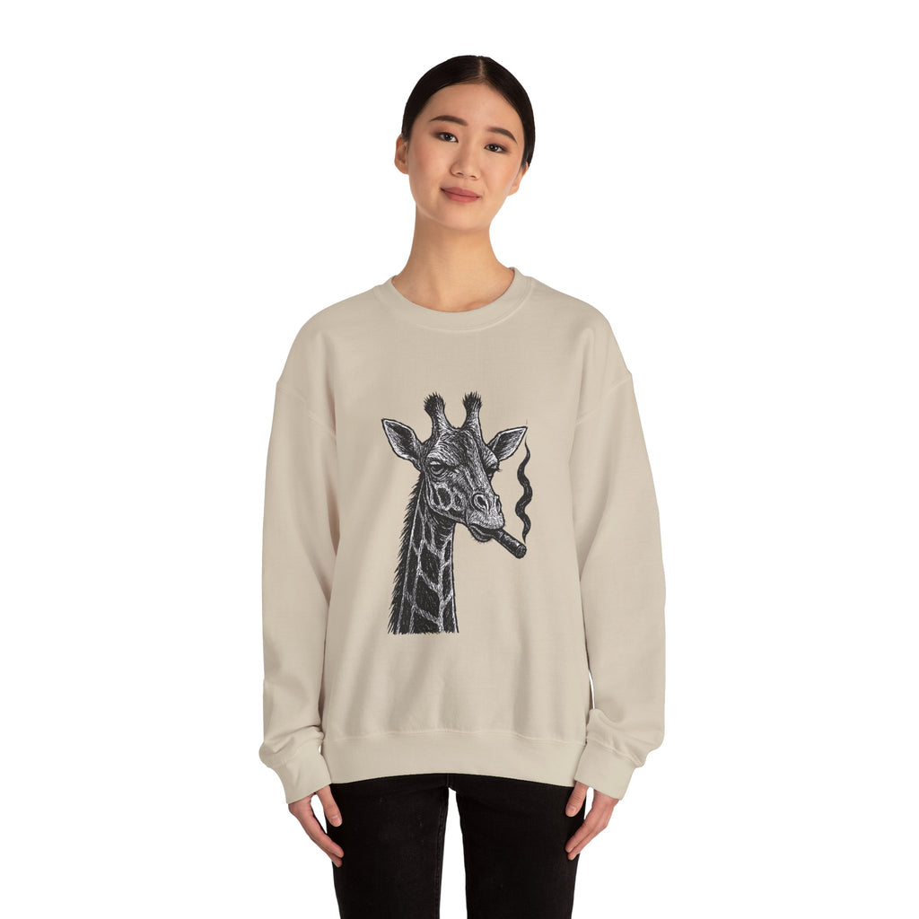Cool Giraffe Smoking Sweatshirt, Trendy Animal Lover Gift, Unisex Crewneck, Chill Vibe, Casual Wear