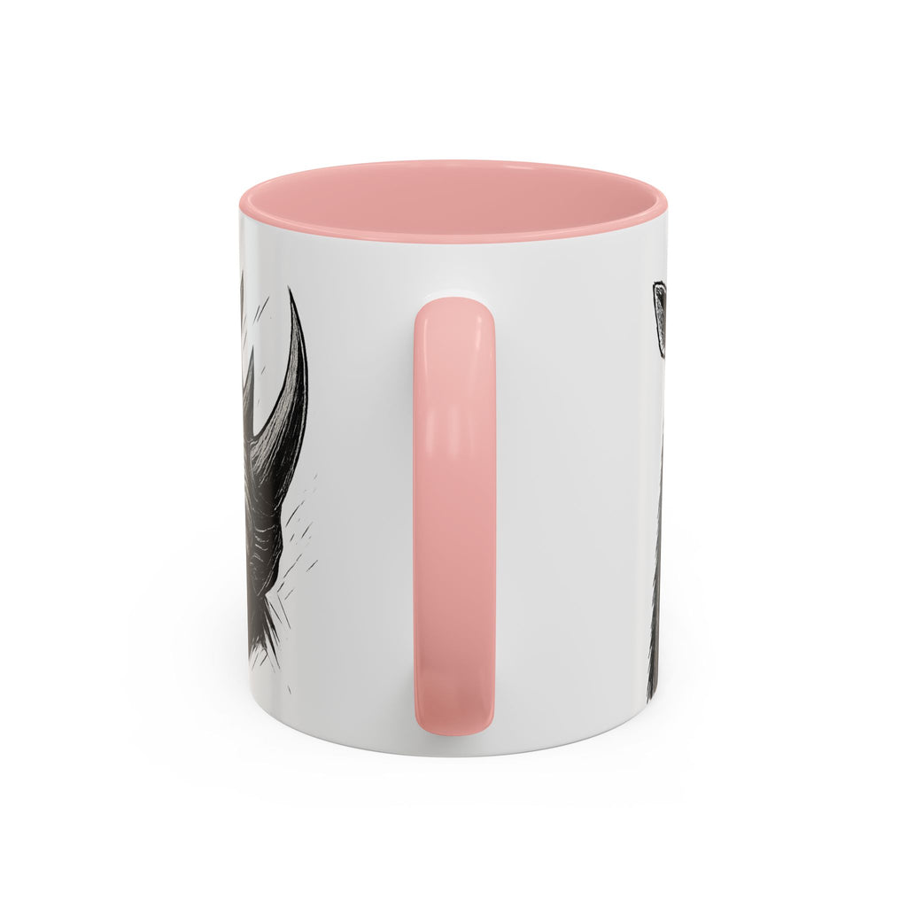 Grunge Punk Animal Mug | Giraffe & Rhino Linocut Art Coffee Cup, Edgy Black and White Illustration Gift