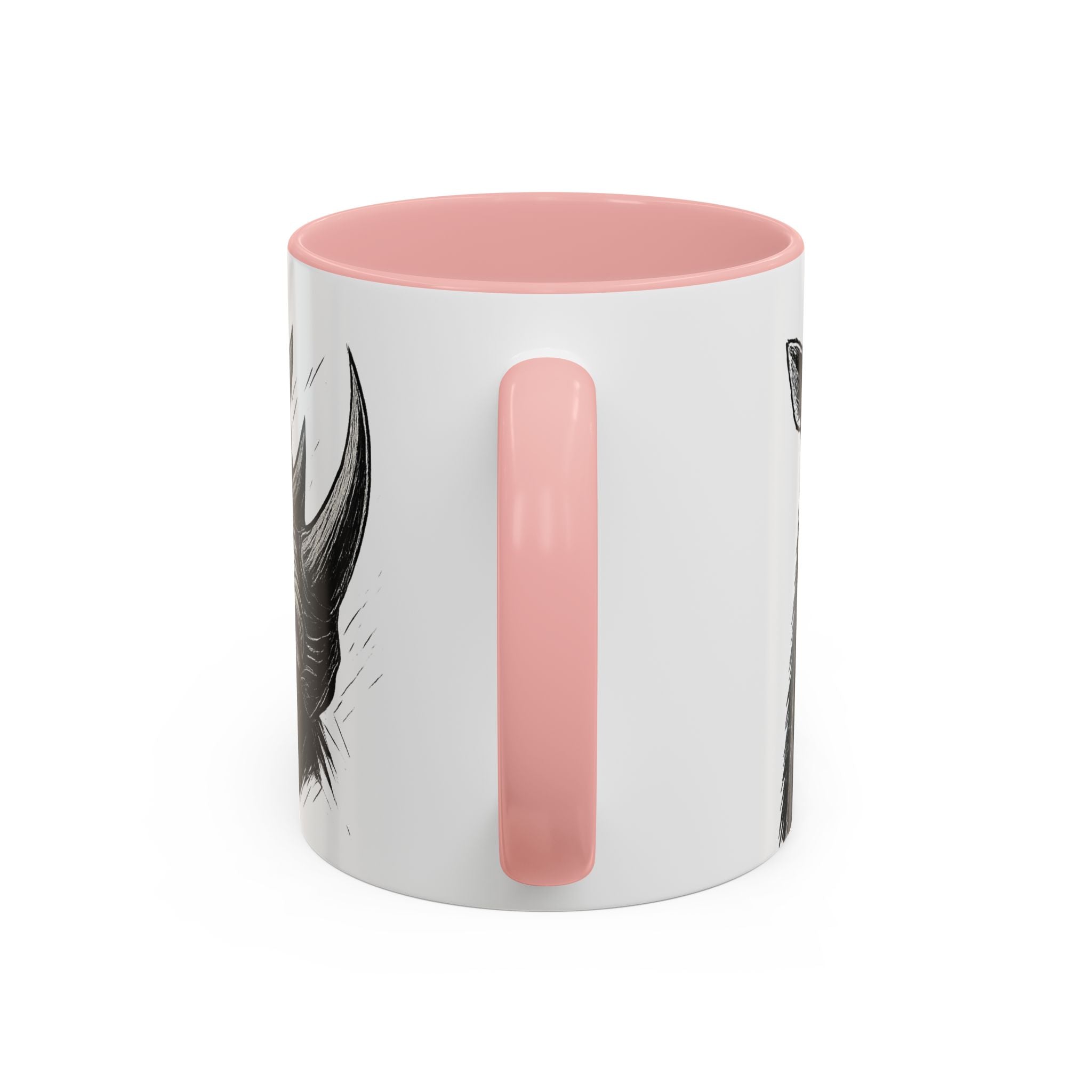 Grunge Punk Animal Mug | Giraffe & Rhino Linocut Art Coffee Cup, Edgy Black and White Illustration Gift