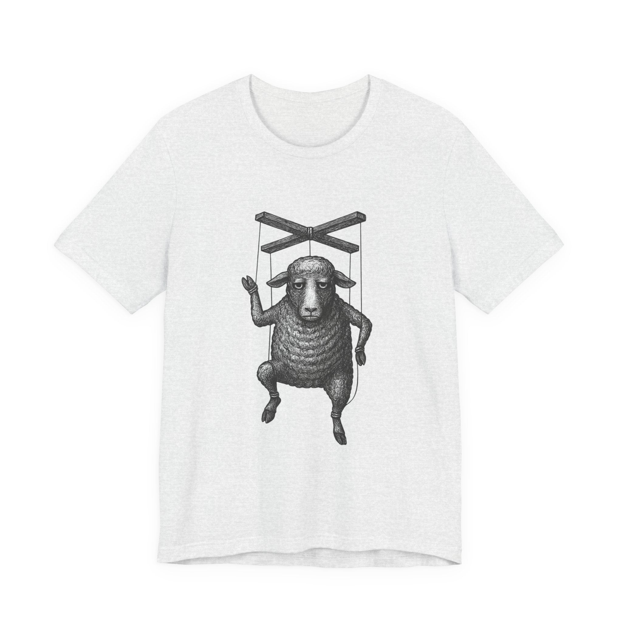 Linen Puppet Unisex Jersey Tee, Wearable Art Shirt, Handmade Symbol T-shirt, Unique Tee Gift, Hipster Top, Artistic Graphic Tee, Linocut