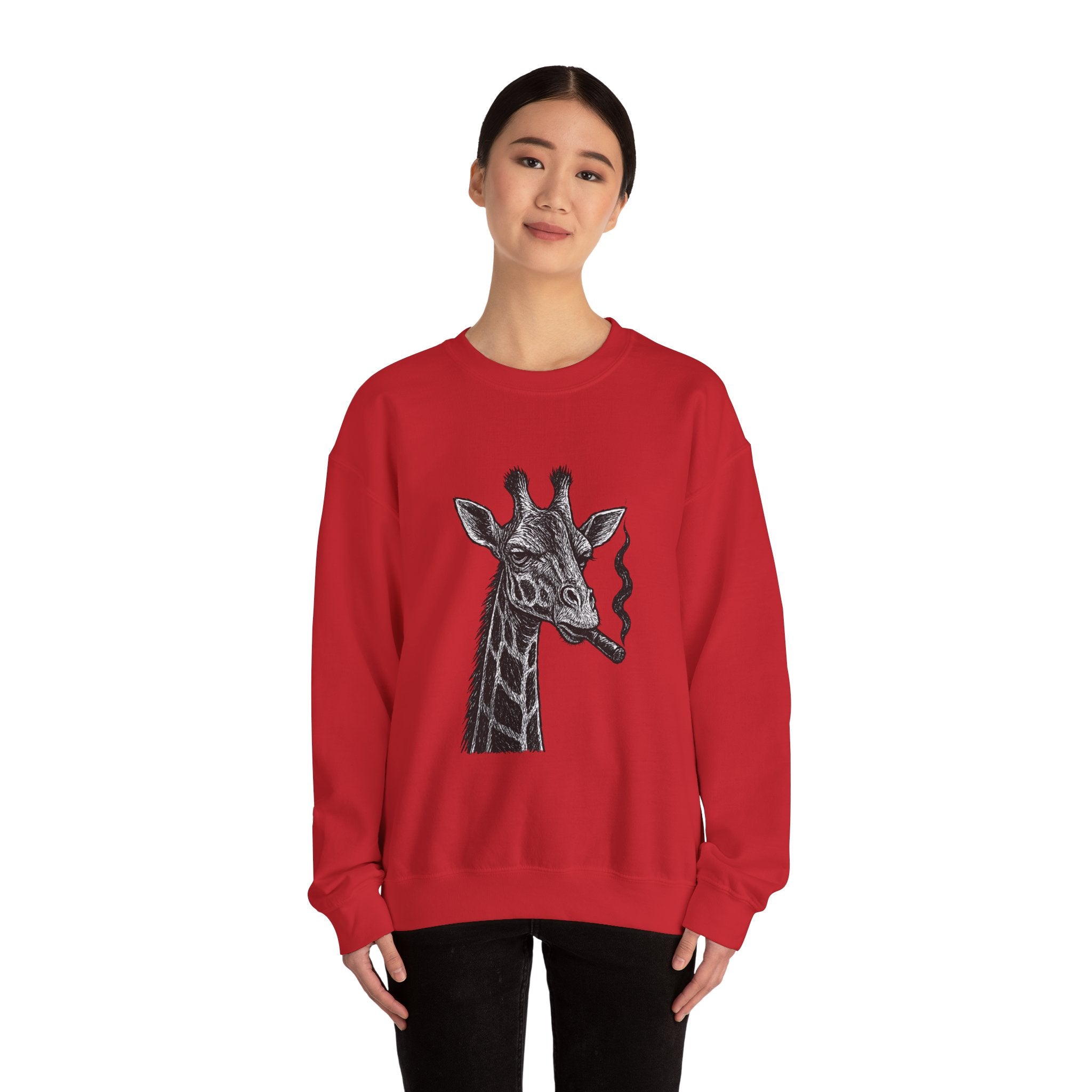 Cool Giraffe Smoking Sweatshirt, Trendy Animal Lover Gift, Unisex Crewneck, Chill Vibe, Casual Wear