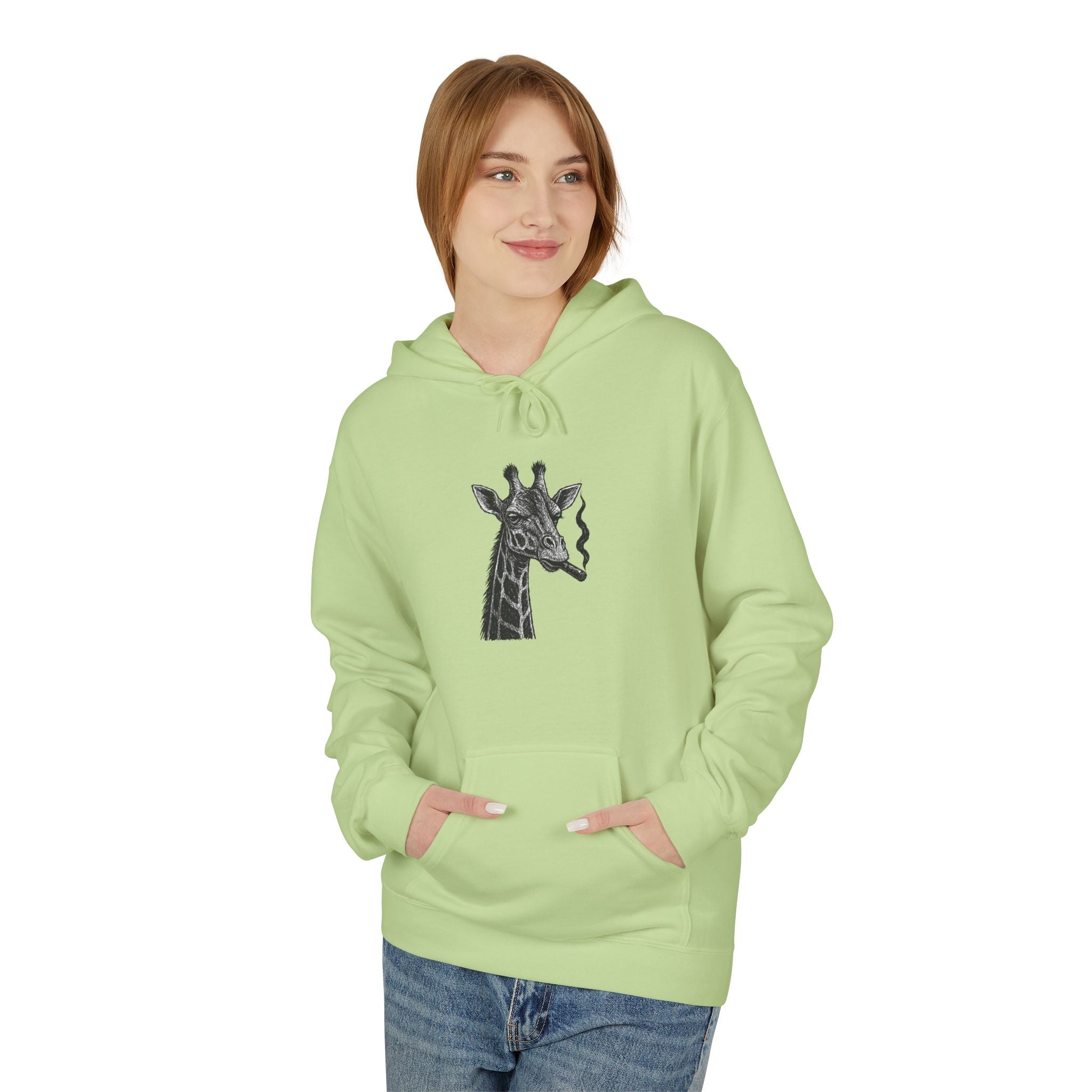 Giraffe Love Hoodie, Animal Enthusiasts Gift, Cozy Fleece Fall Fashion, Nature Lovers, Unique Grunge Style, Soft Sweatshirt,