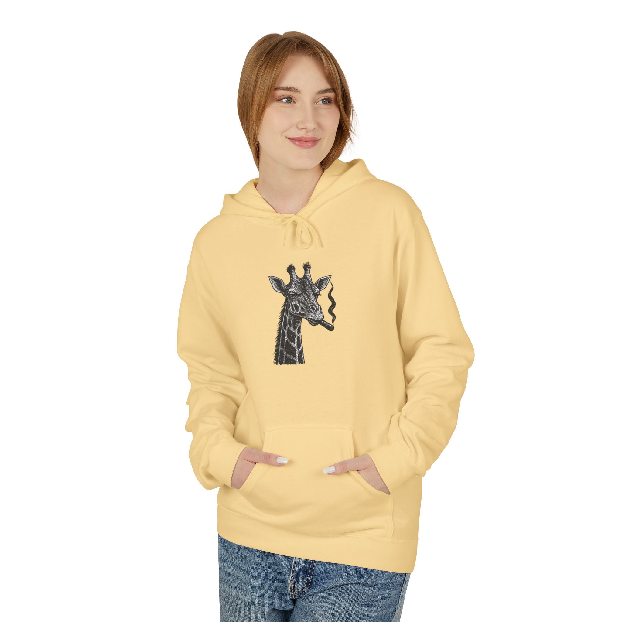 Giraffe Love Hoodie, Animal Enthusiasts Gift, Cozy Fleece Fall Fashion, Nature Lovers, Unique Grunge Style, Soft Sweatshirt,