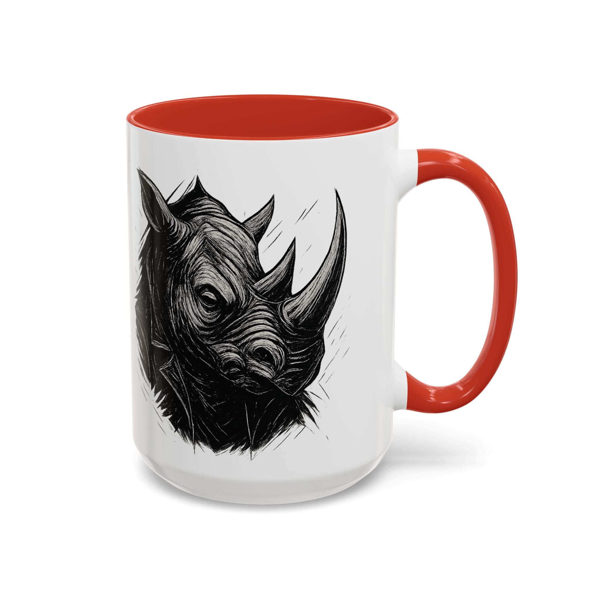 Grunge Punk Animal Mug | Giraffe & Rhino Linocut Art Coffee Cup, Edgy Black and White Illustration Gift