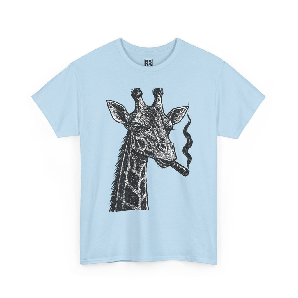 Giraffe Smoking Graphic Tee, Animal Lover Gift, Casual Cotton T-Shirt, Unique Graphic Shirt, Quirky Tee for Any Occasion, Fun Tee
