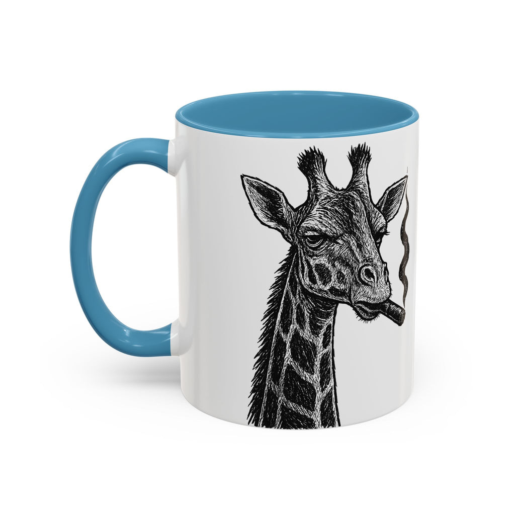 Grunge Punk Animal Mug | Giraffe & Rhino Linocut Art Coffee Cup, Edgy Black and White Illustration Gift