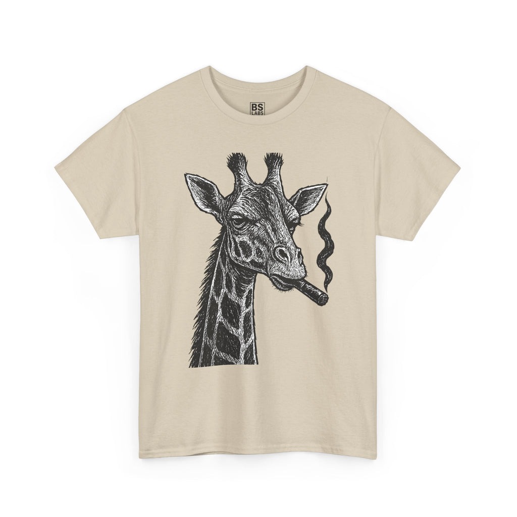 Giraffe Smoking Graphic Tee, Animal Lover Gift, Casual Cotton T-Shirt, Unique Graphic Shirt, Quirky Tee for Any Occasion, Fun Tee