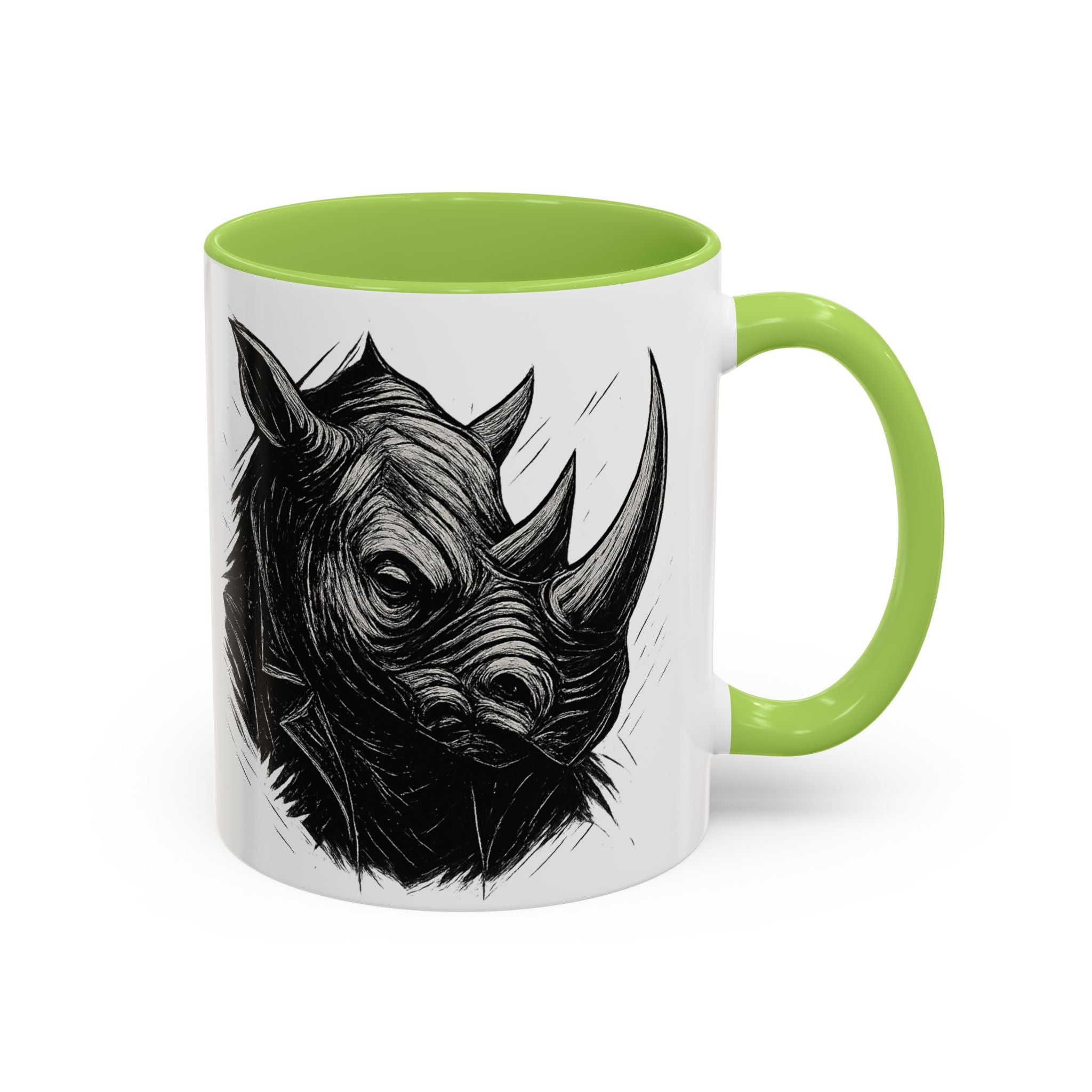 Grunge Punk Animal Mug | Giraffe & Rhino Linocut Art Coffee Cup, Edgy Black and White Illustration Gift