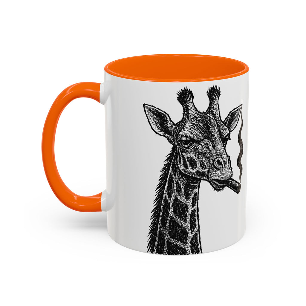 Grunge Punk Animal Mug | Giraffe & Rhino Linocut Art Coffee Cup, Edgy Black and White Illustration Gift