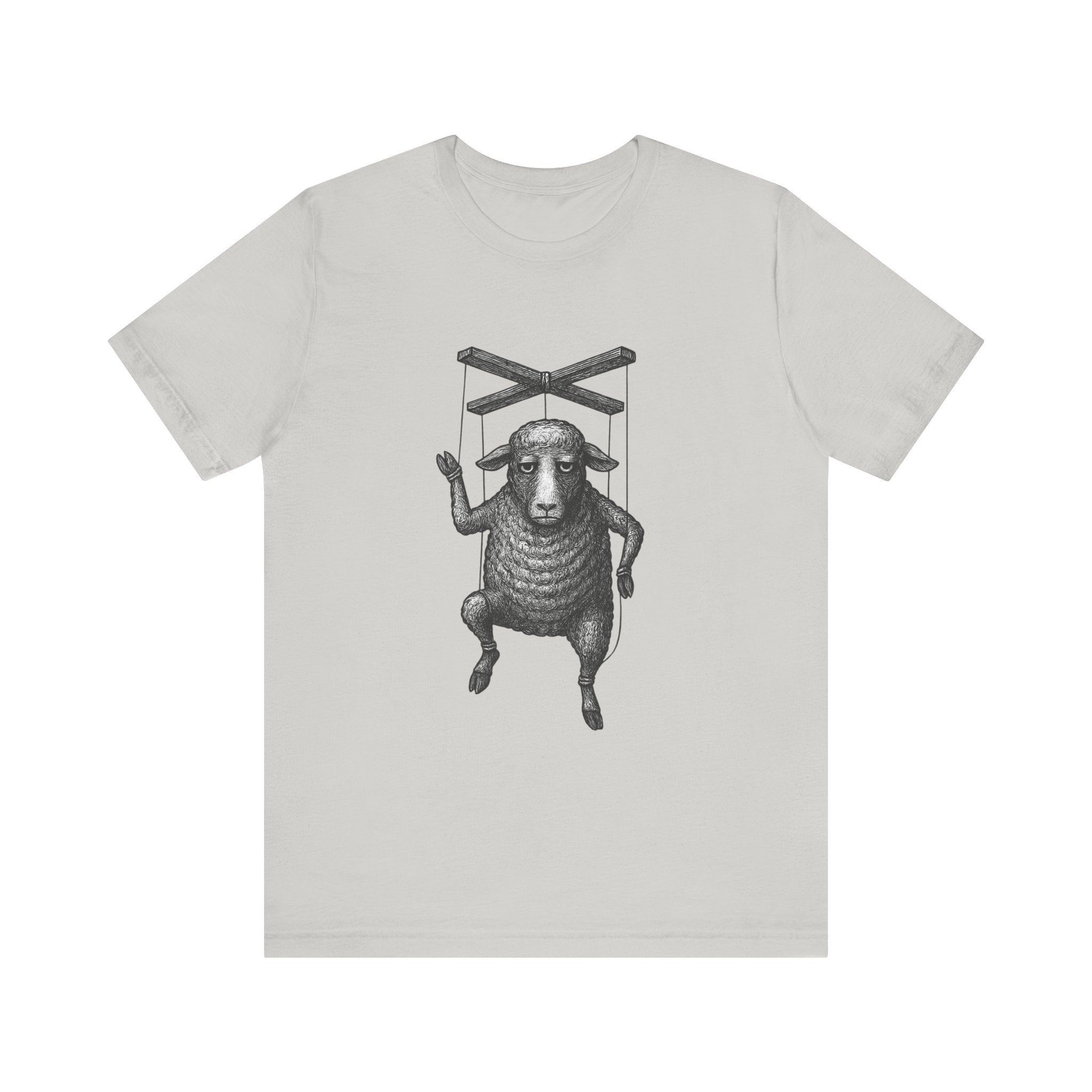 Linen Puppet Unisex Jersey Tee, Wearable Art Shirt, Handmade Symbol T-shirt, Unique Tee Gift, Hipster Top, Artistic Graphic Tee, Linocut