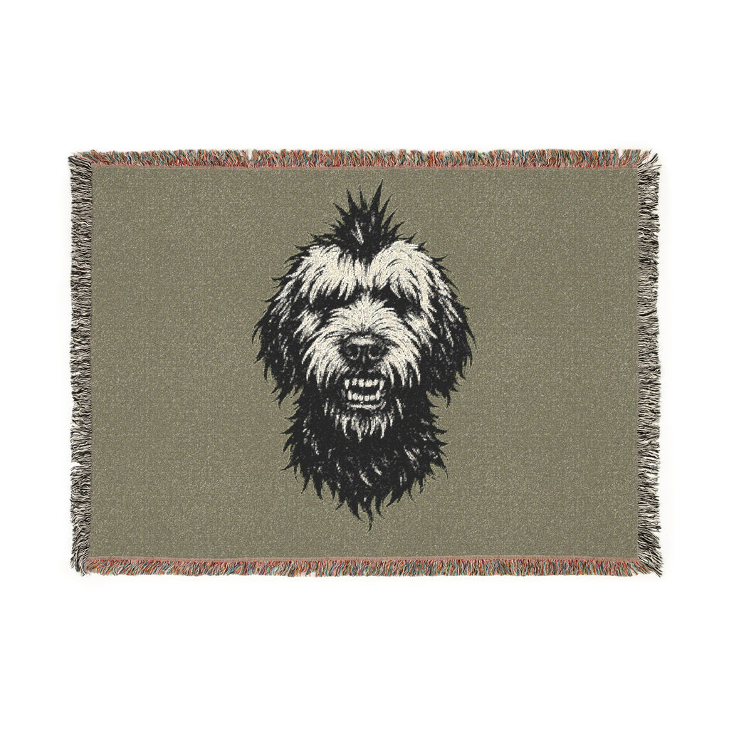 Cozy Pet Lover's Woven Blanket | Dog Illustration Throw | Gift for Dog Owners, Home Decor, Pet Themed Decor, Snuggling Up, Animal Lover Gift