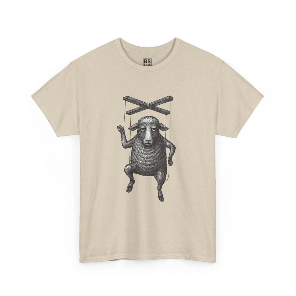 Slumped Sheep Unisex Tee, Quiet Defiance Graphic T-Shirt, Heavy Cotton Shirt for Rebels, Linocut Print Tee, Raw Ink Texture Shirt,