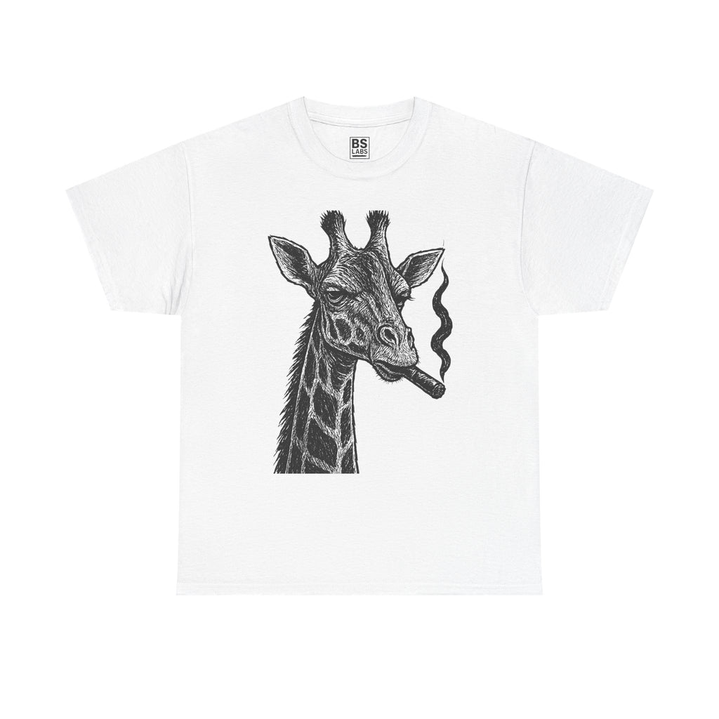 Giraffe Smoking Graphic Tee, Animal Lover Gift, Casual Cotton T-Shirt, Unique Graphic Shirt, Quirky Tee for Any Occasion, Fun Tee