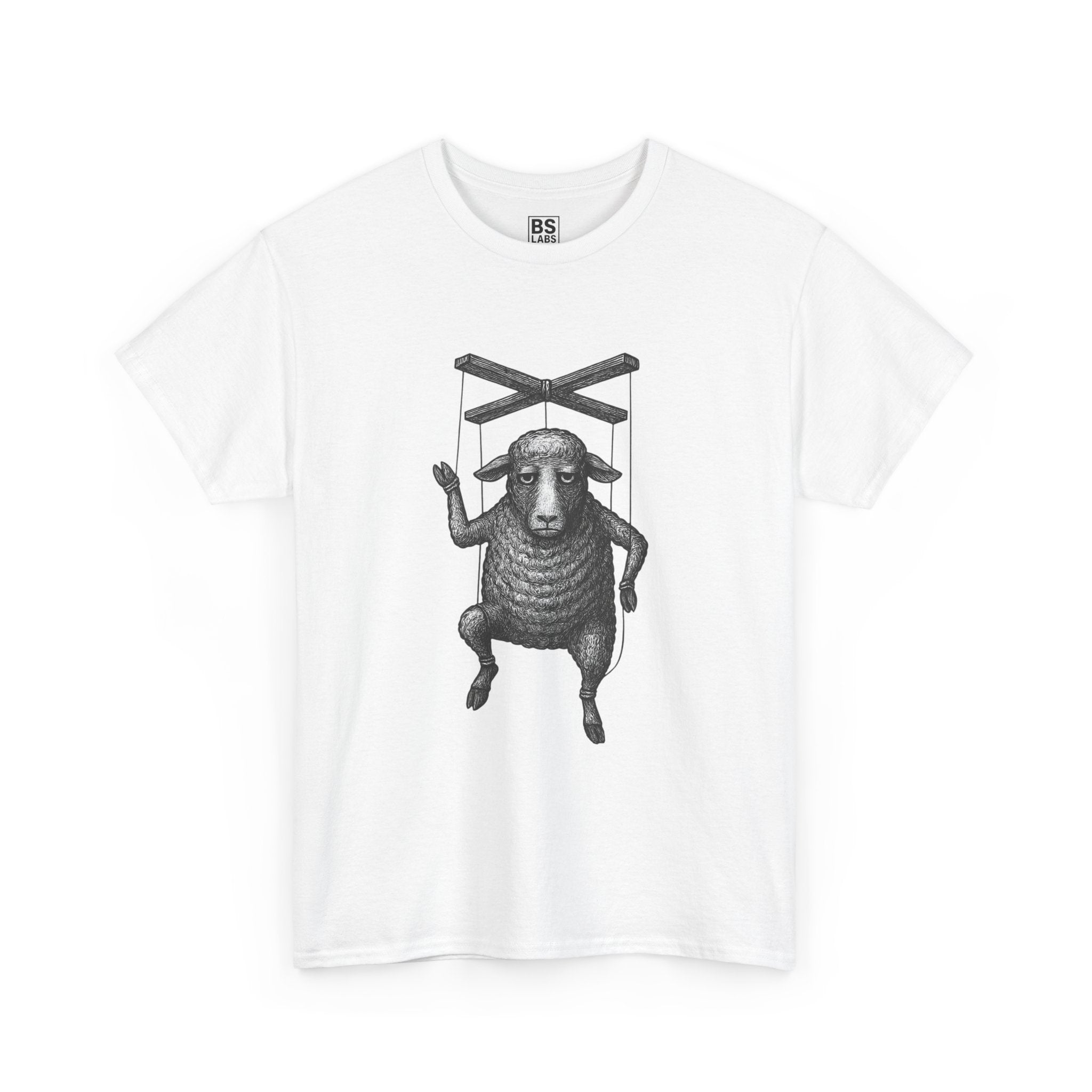 Slumped Sheep Unisex Tee, Quiet Defiance Graphic T-Shirt, Heavy Cotton Shirt for Rebels, Linocut Print Tee, Raw Ink Texture Shirt,