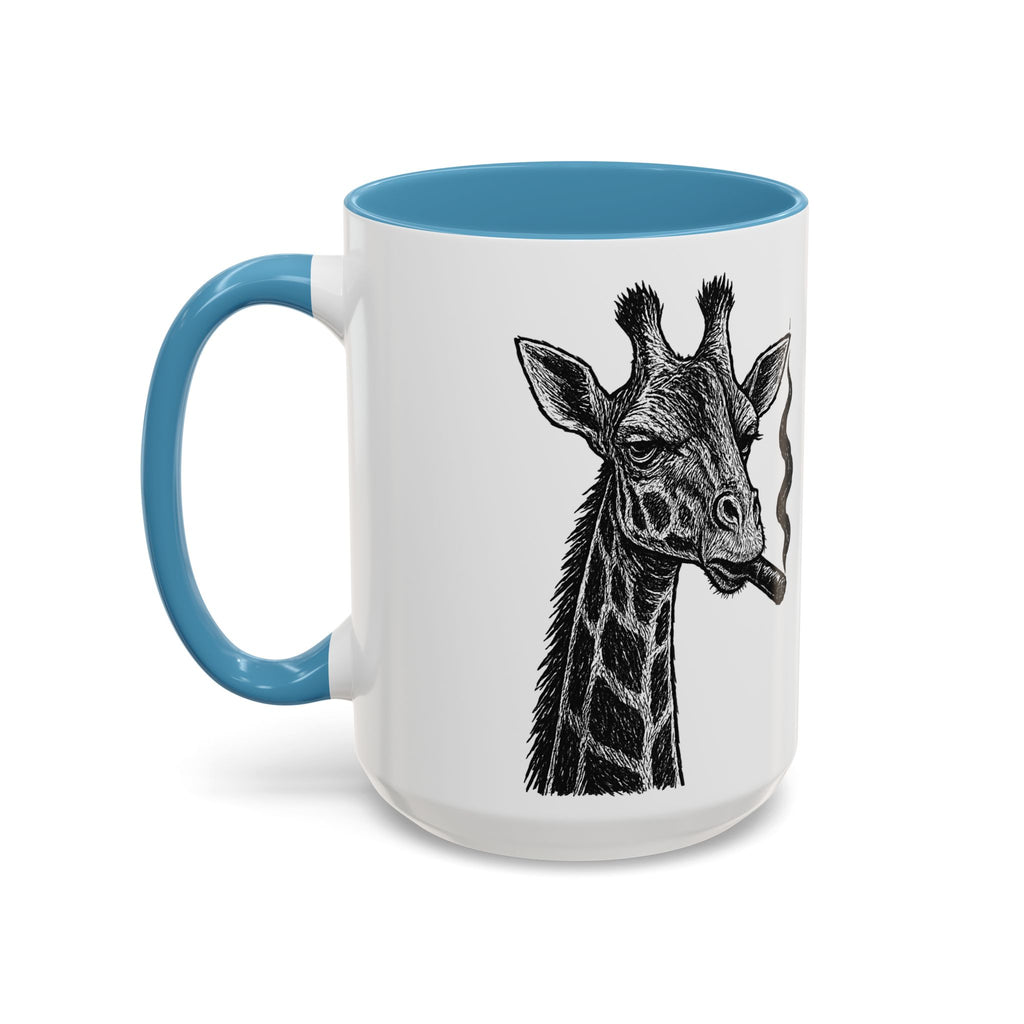 Grunge Punk Animal Mug | Giraffe & Rhino Linocut Art Coffee Cup, Edgy Black and White Illustration Gift
